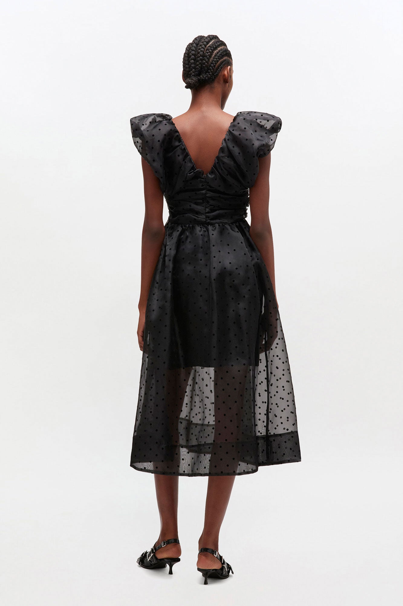 Black Organza Ruched Dress - GANNI