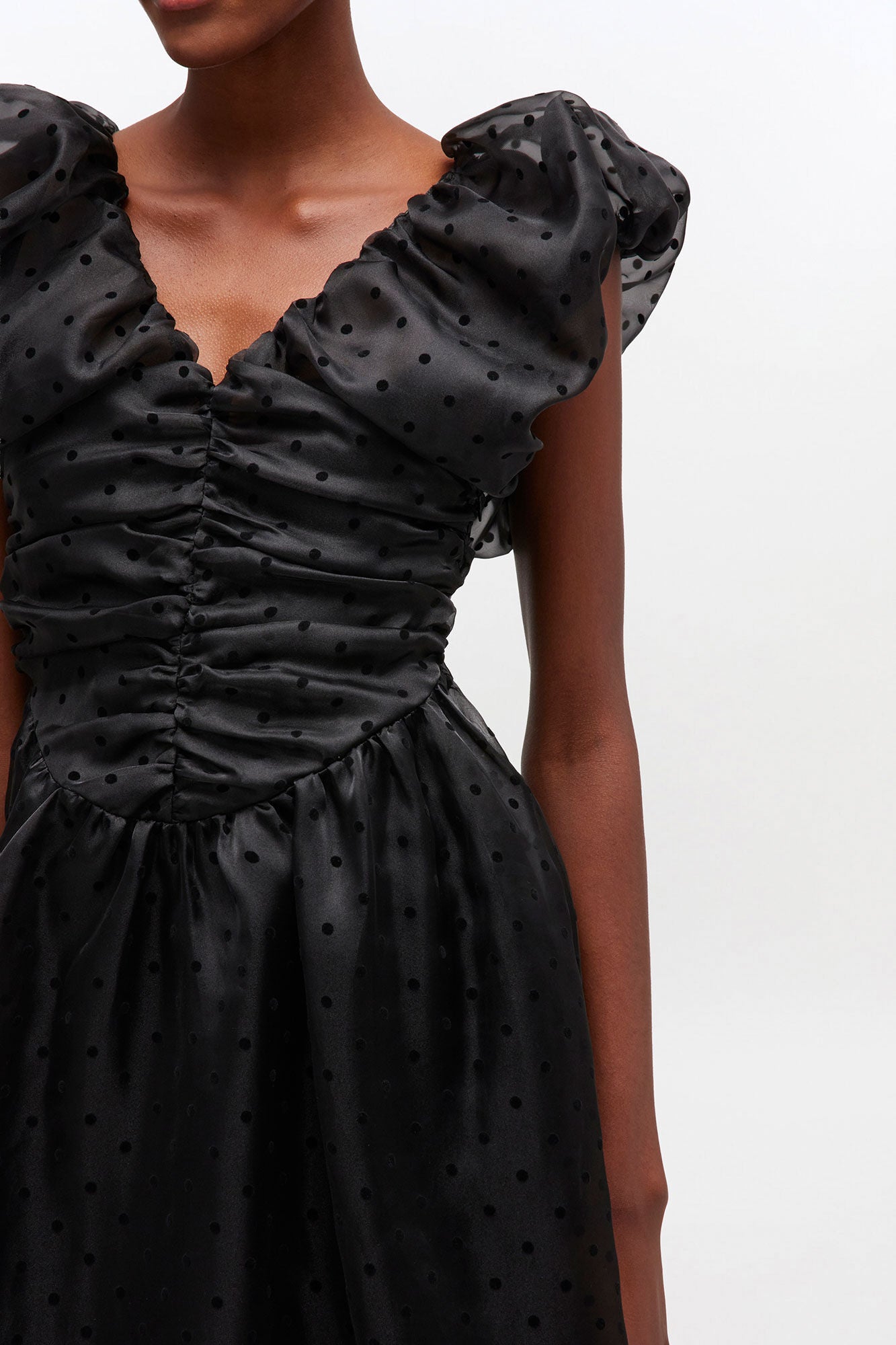 Black Organza Ruched Dress - GANNI