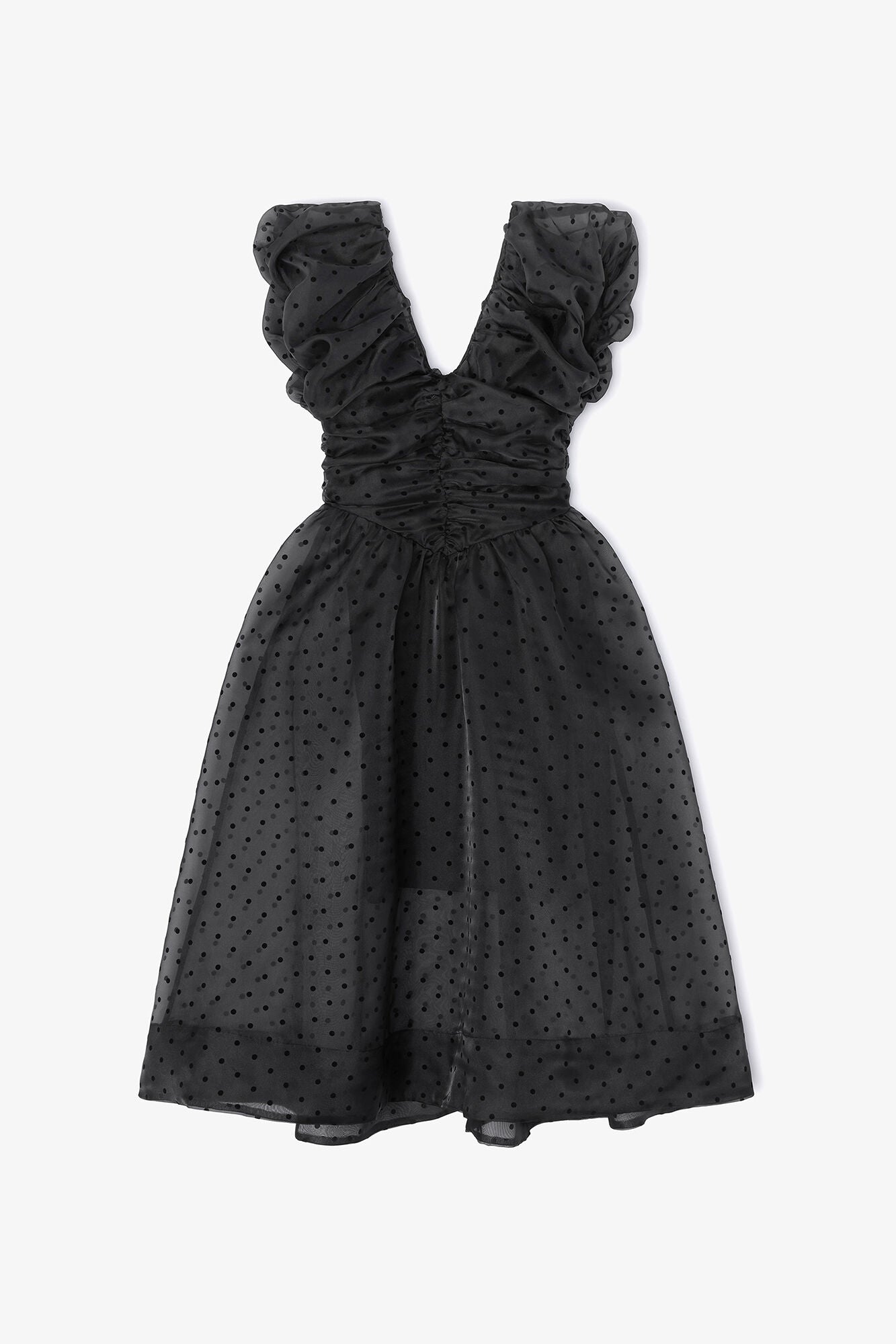 Black Organza Ruched Dress - GANNI