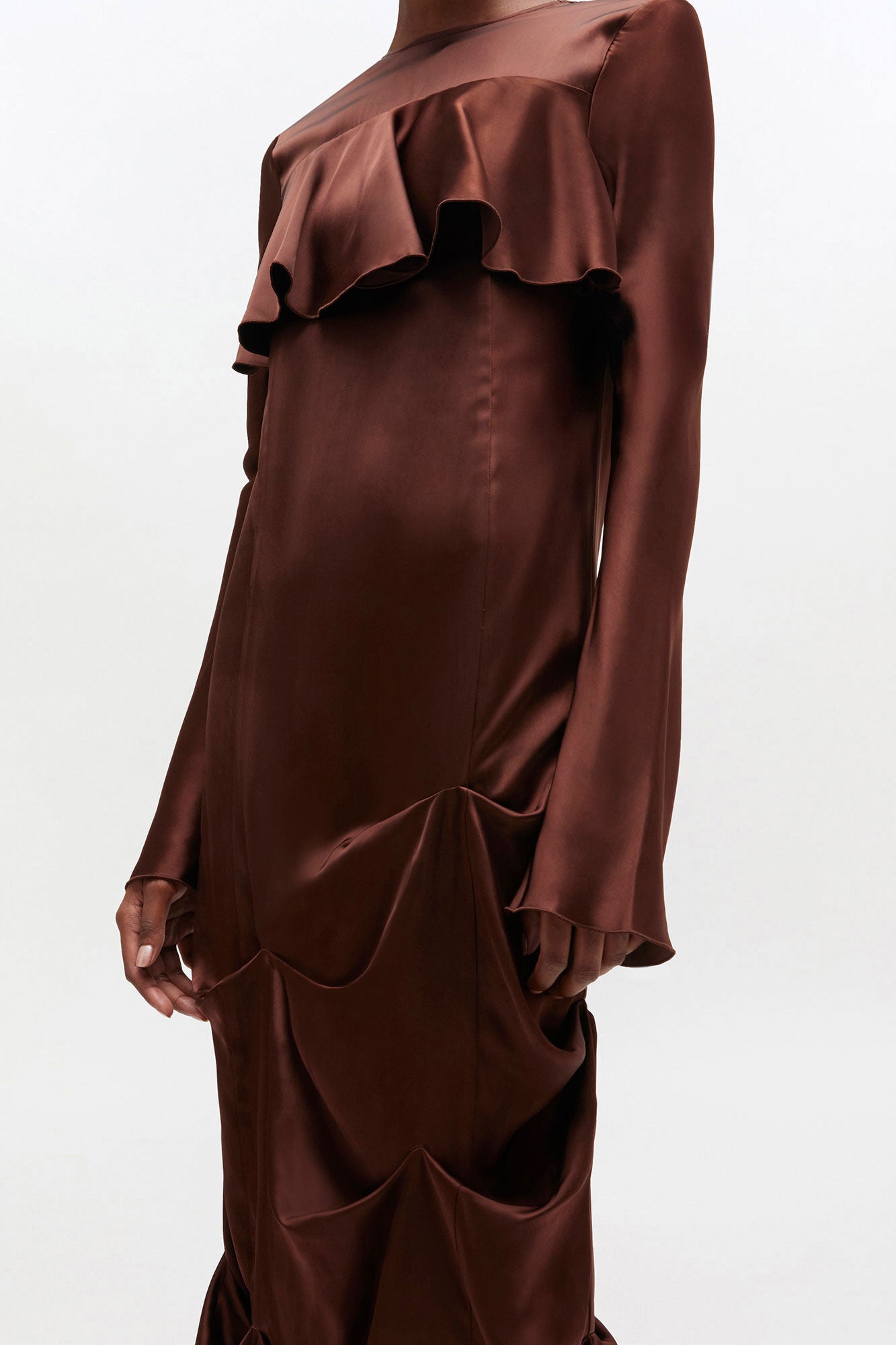 Brown Ruffle Dress - GANNI