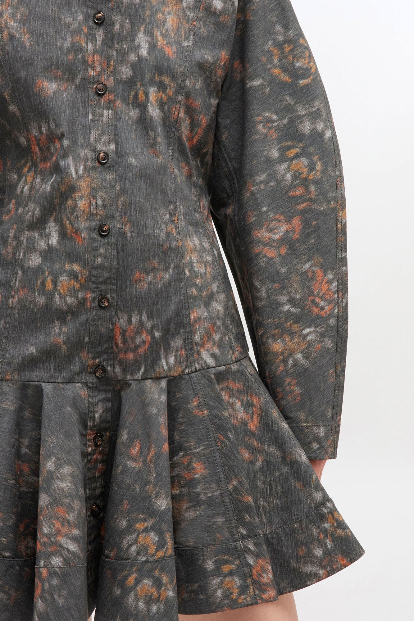 Black Floral Shirt Dress - GANNI
