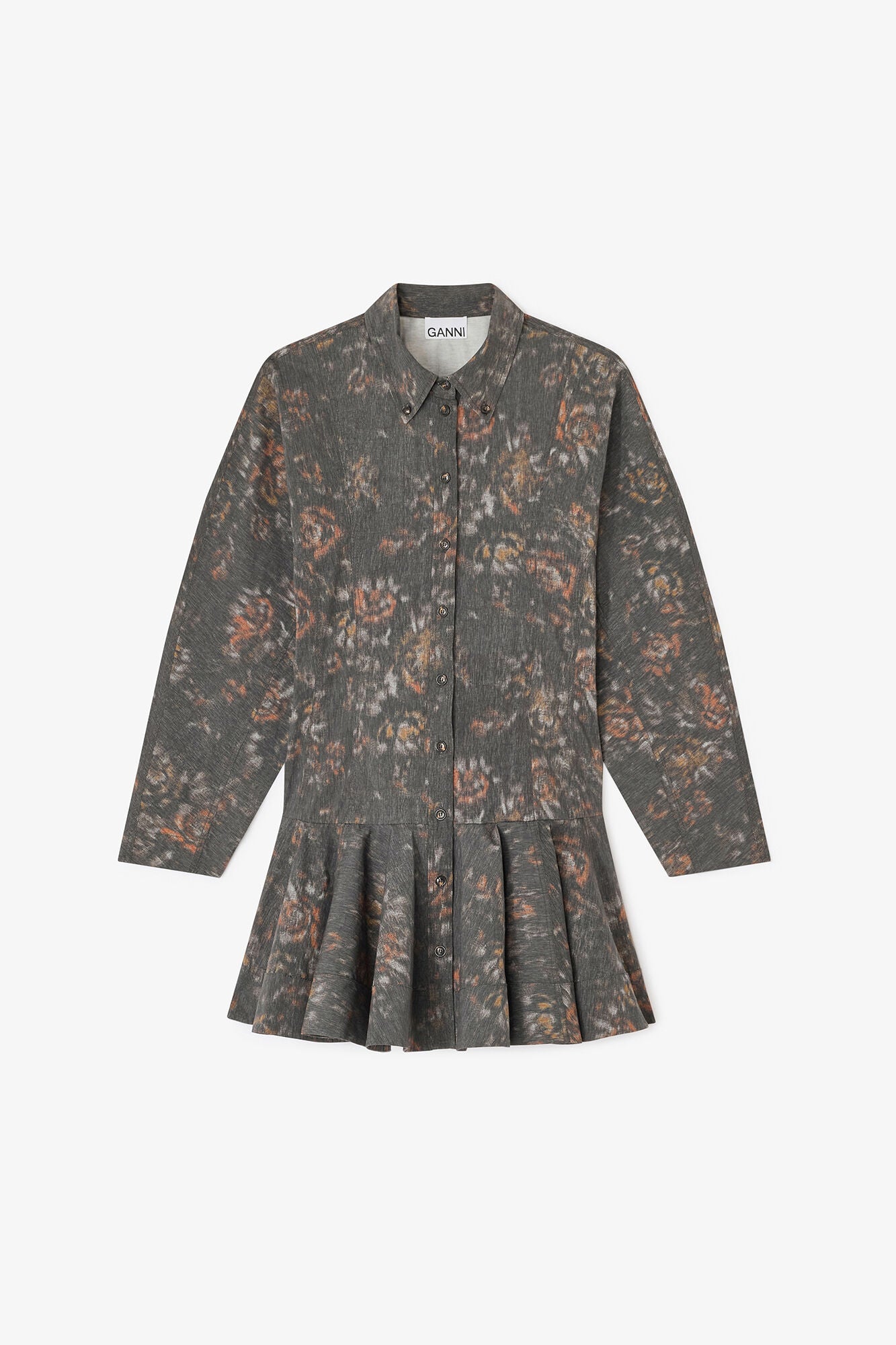 Black Floral Shirt Dress - GANNI