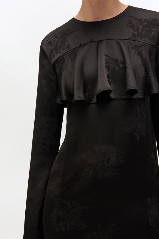 Black Ruffle Mini Dress - GANNI