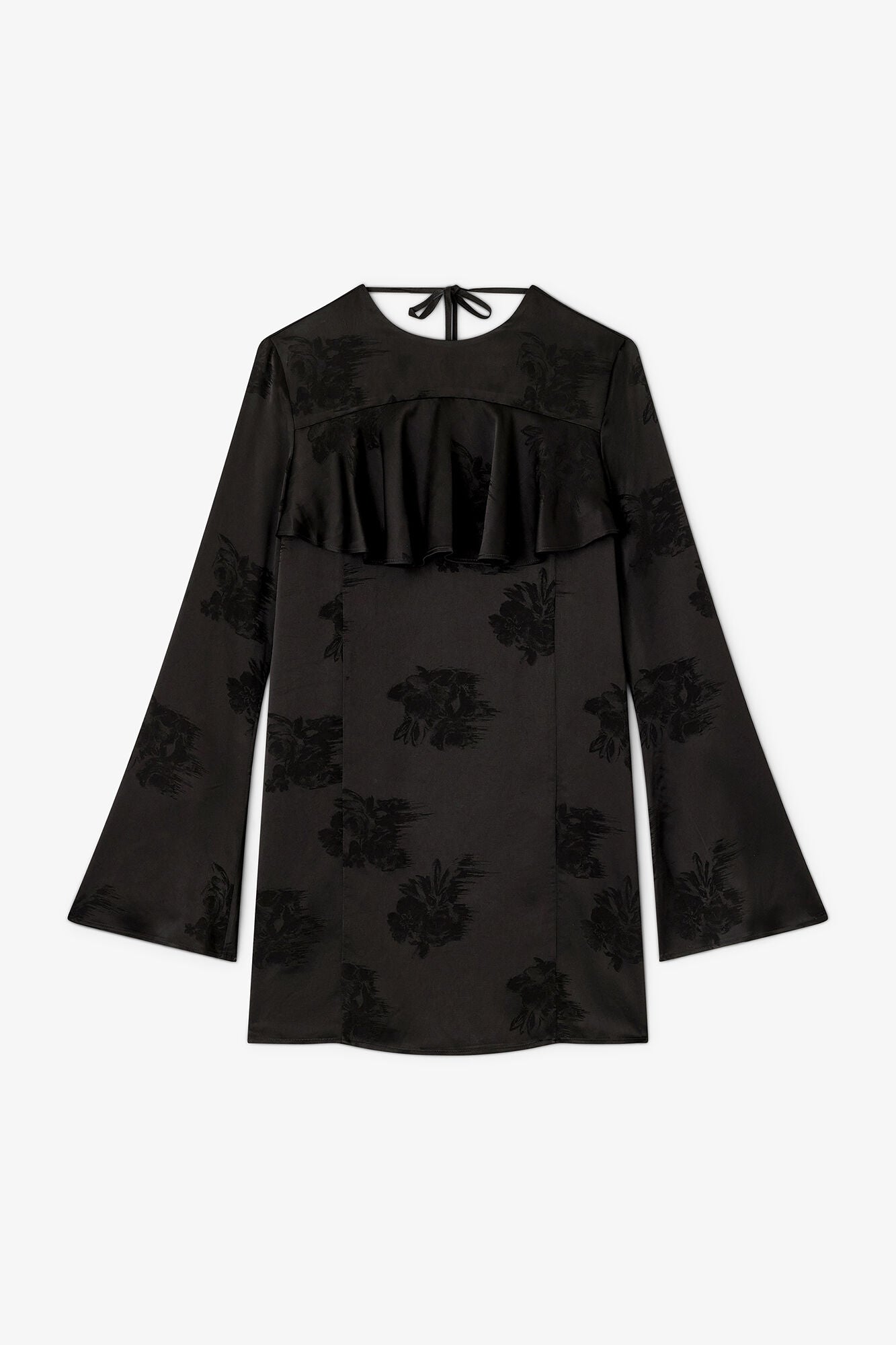 Black Ruffle Mini Dress - GANNI