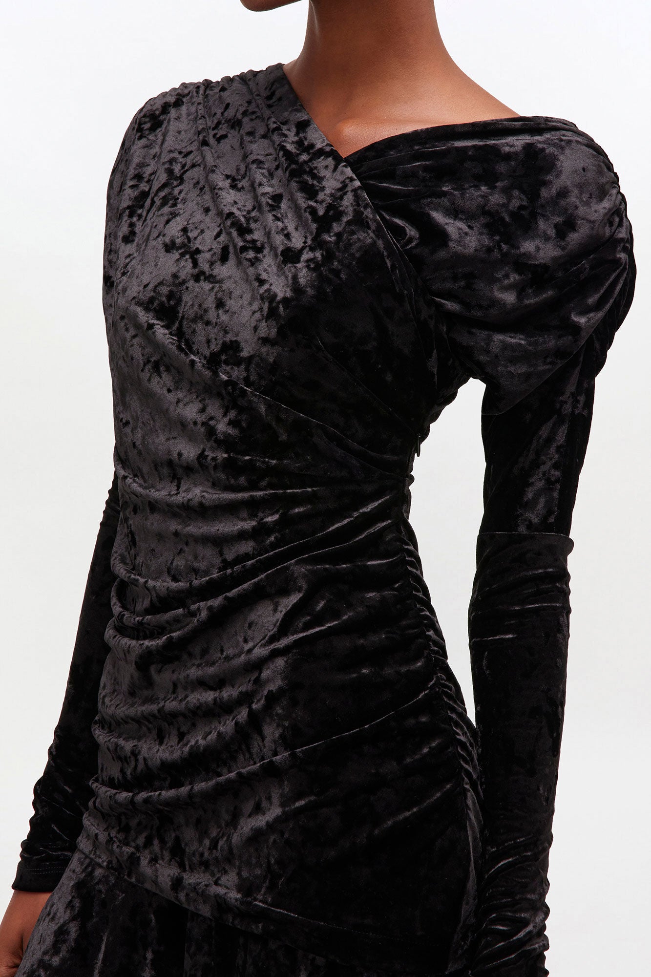 Black Ruched Mini Dress - GANNI