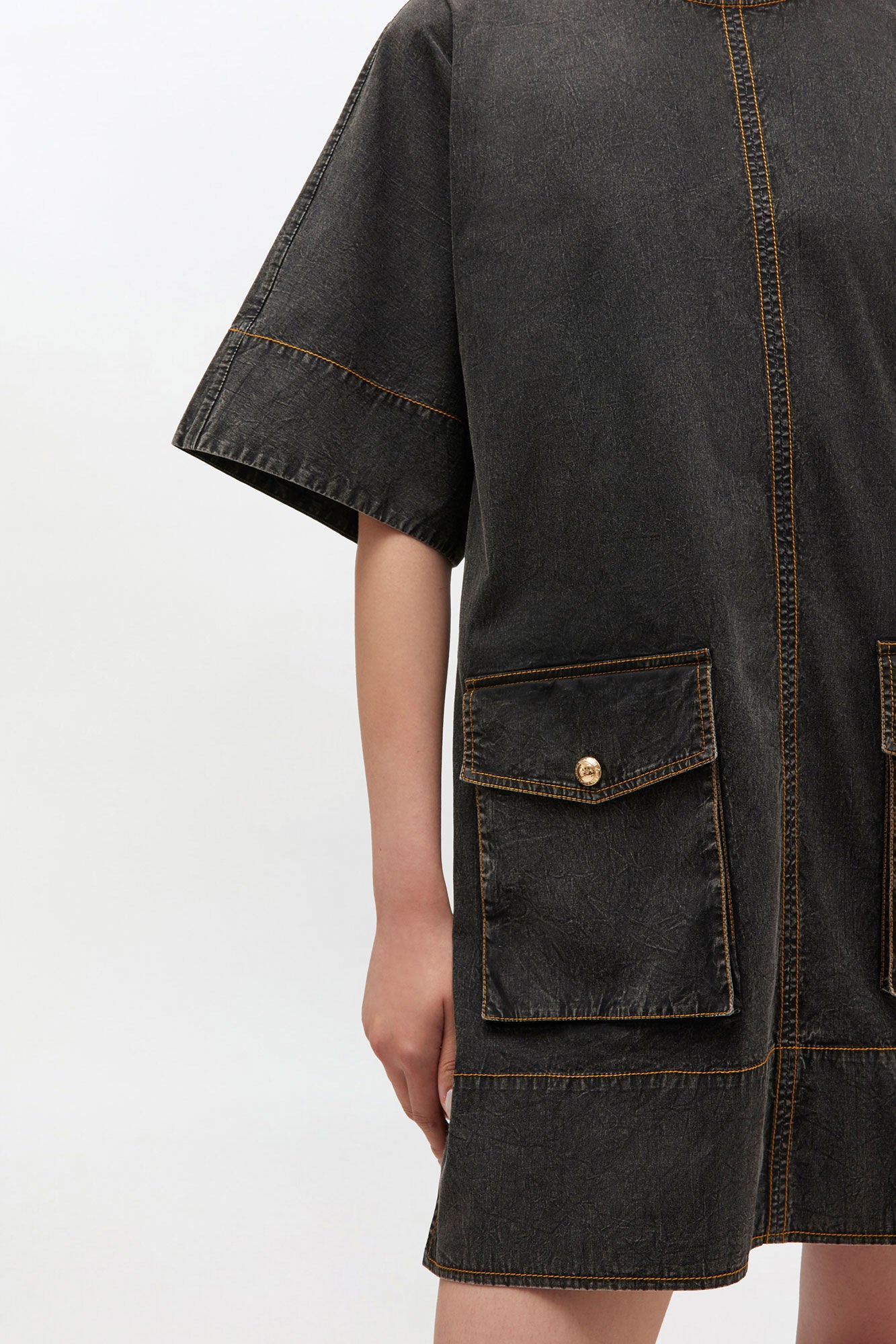 Black Washed Kimono Dress - GANNI