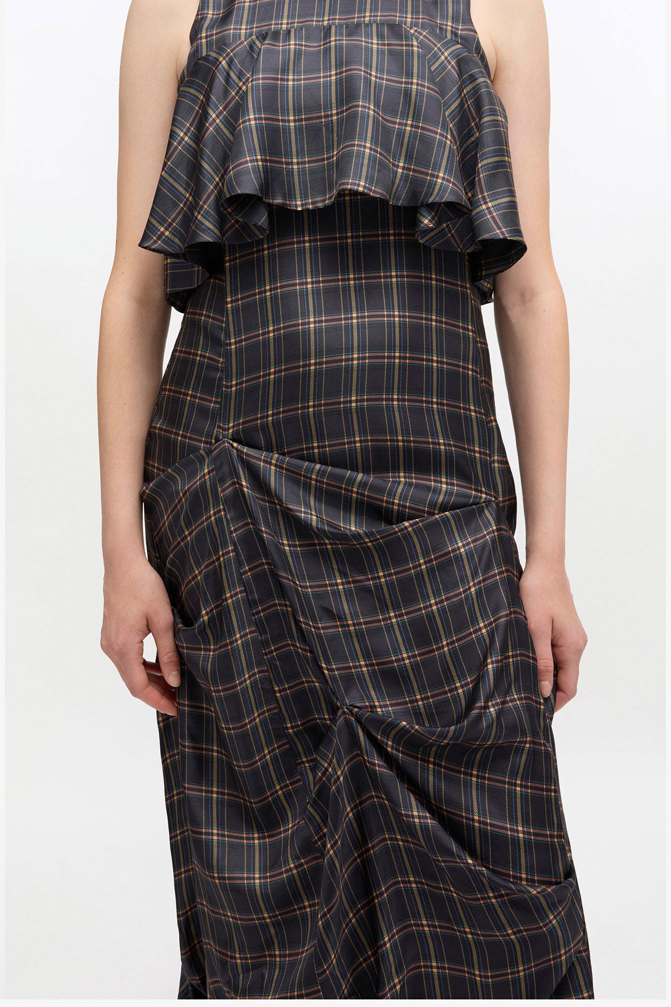 Check Ruffle Dress - GANNI