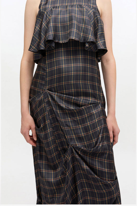 Check Ruffle Dress - GANNI