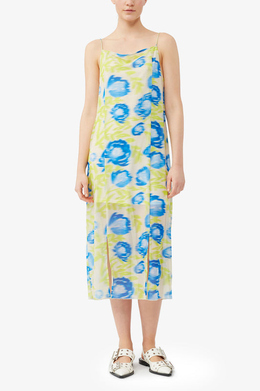 Printed Mesh Slip Dress - GANNI
