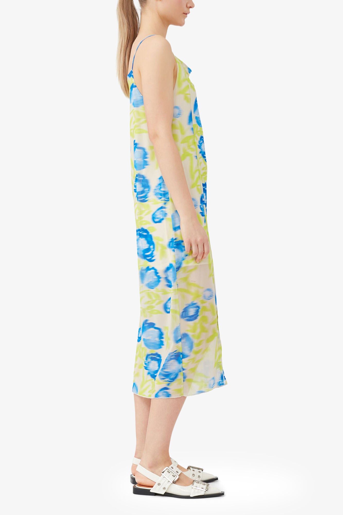 Printed Mesh Slip Dress - GANNI