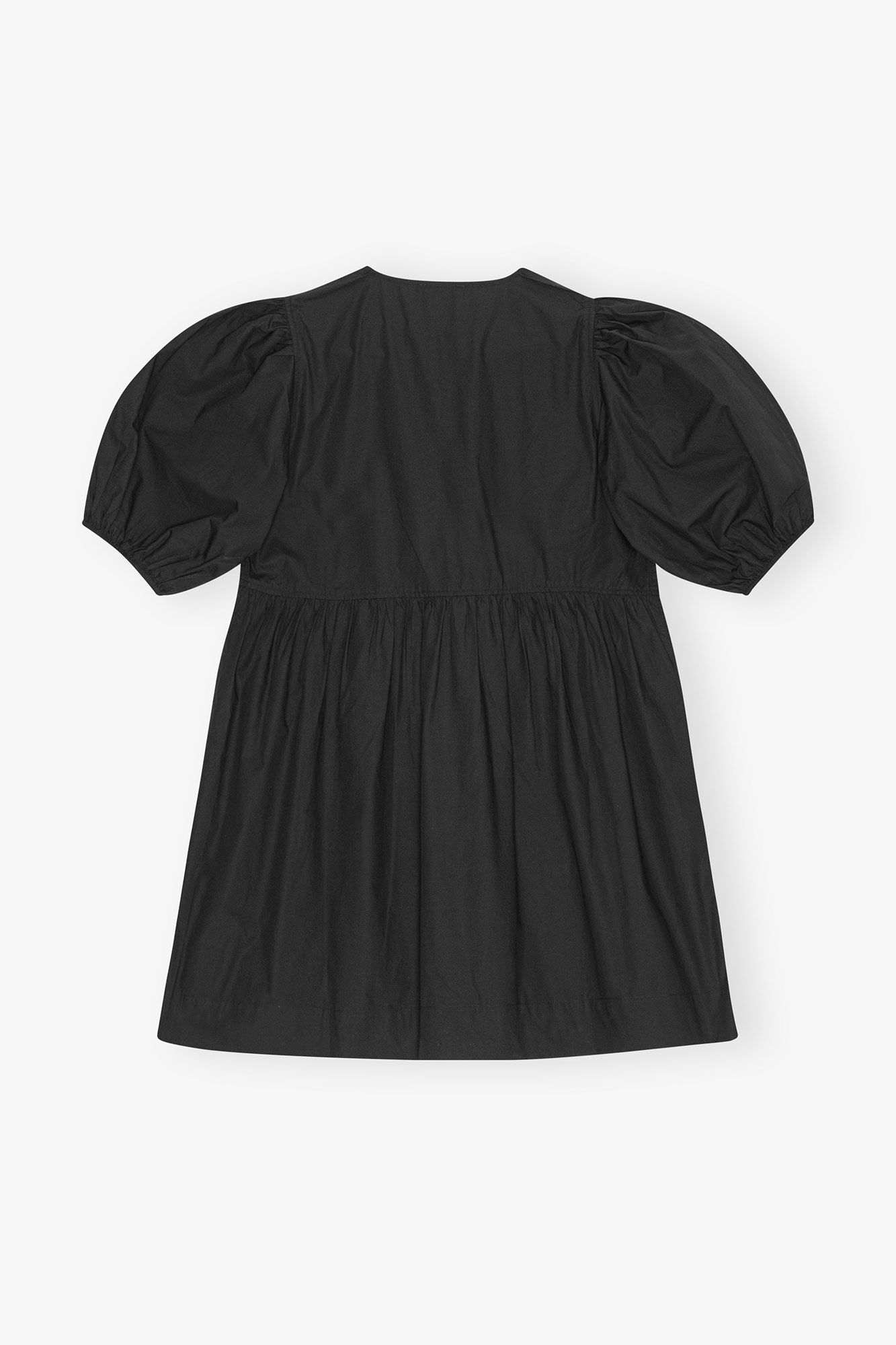Black Cotton Poplin Tie String Mini Dress - GANNI