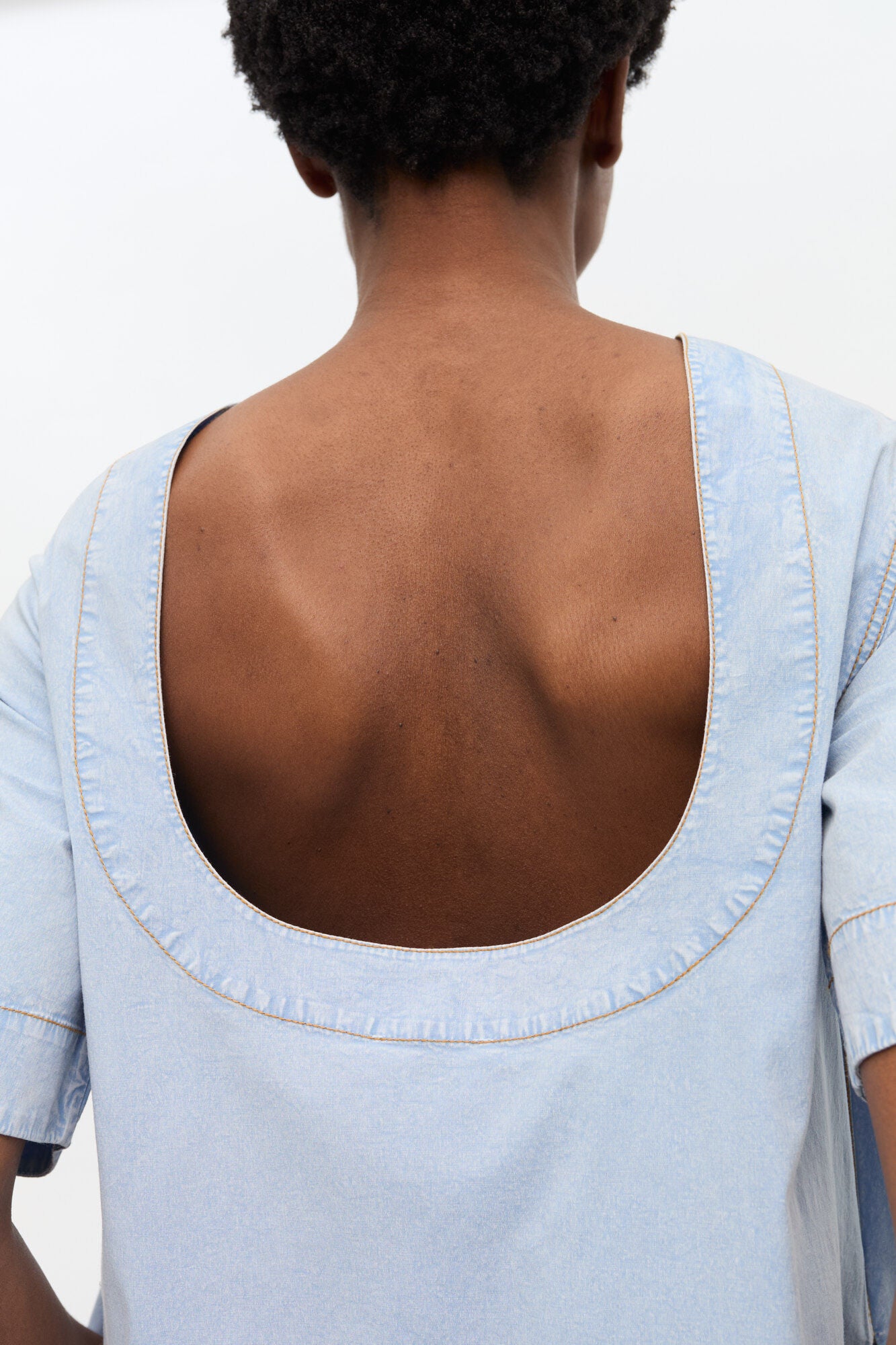 Light Blue A-line Mini Denim Dress - GANNI