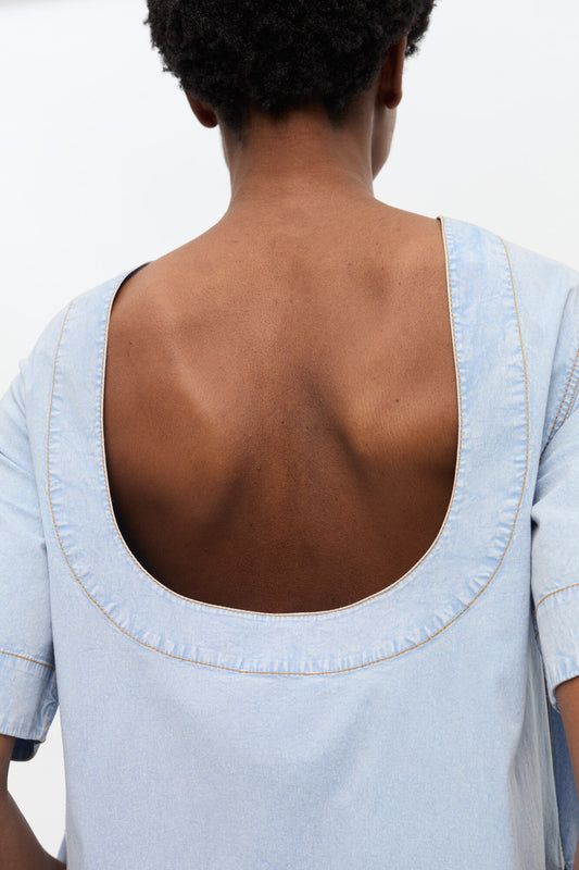 Light Blue A-line Mini Denim Dress - GANNI
