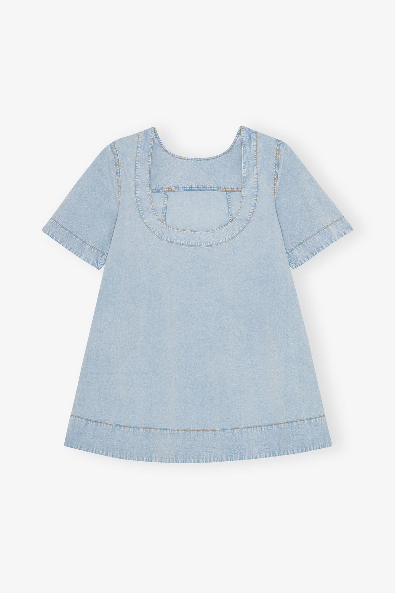 Light Blue A-line Mini Denim Dress - GANNI