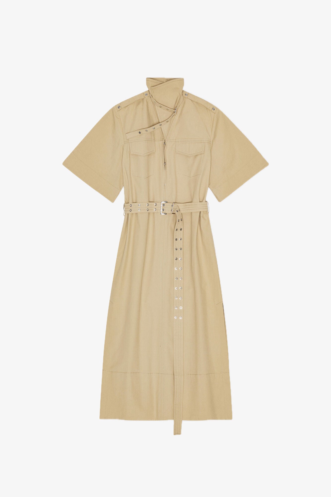 Beige Stretch Cotton Dress - GANNI
