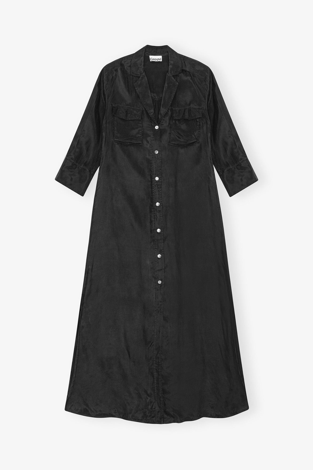 Black Fluid Cupro Maxi Dress - GANNI