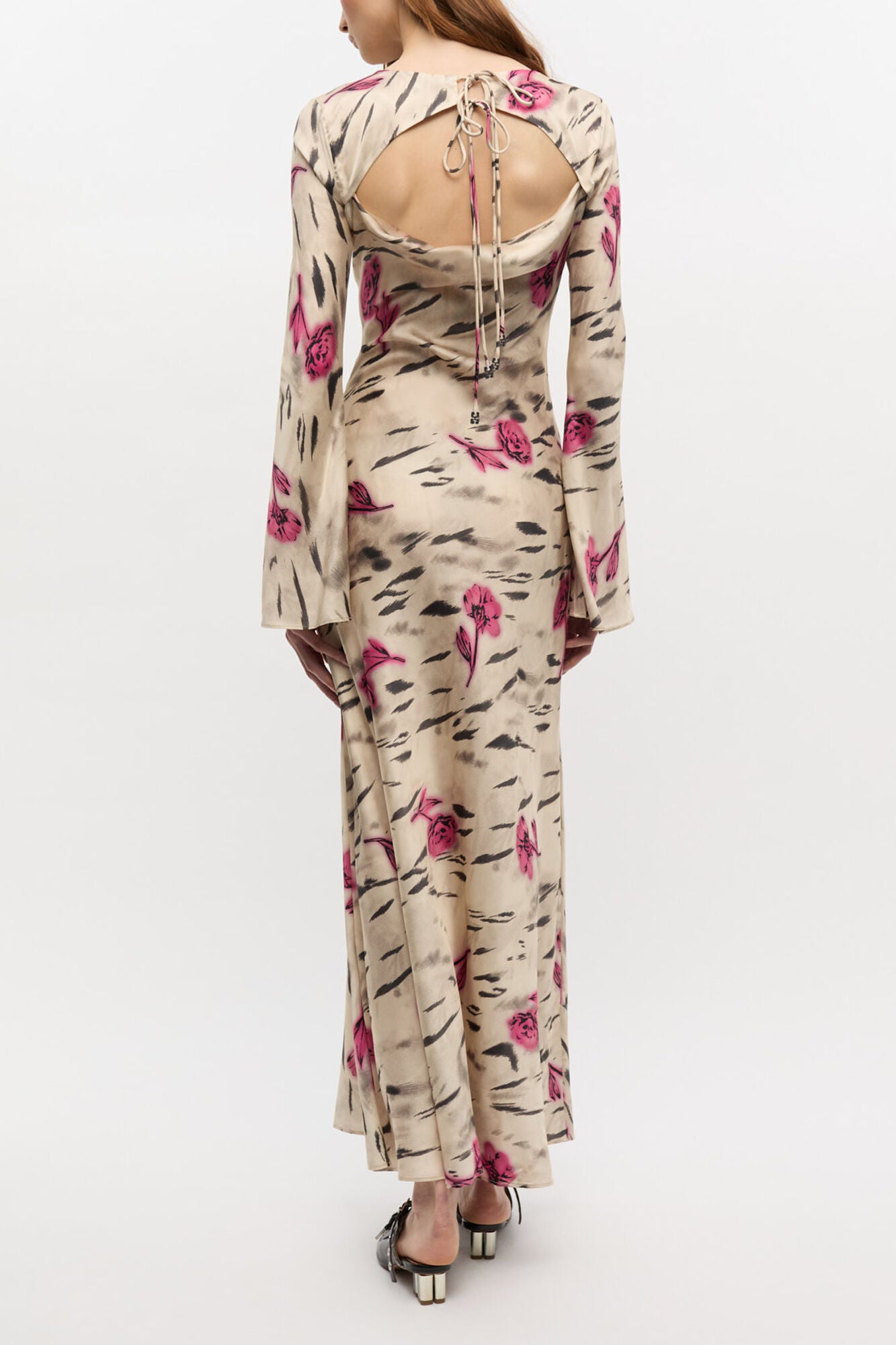 Floral Satin Maxi Dress - GANNI