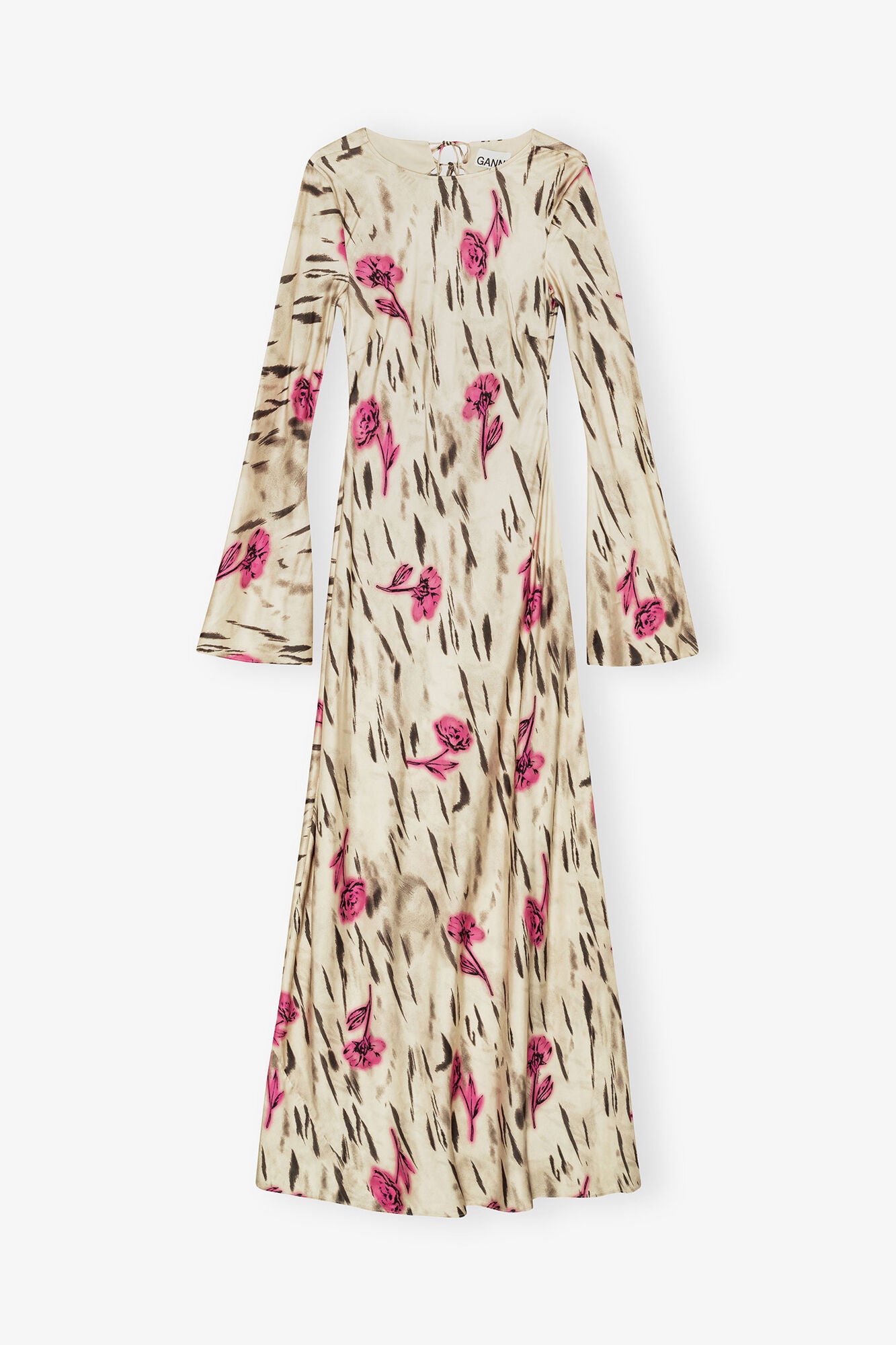 Floral Satin Maxi Dress - GANNI