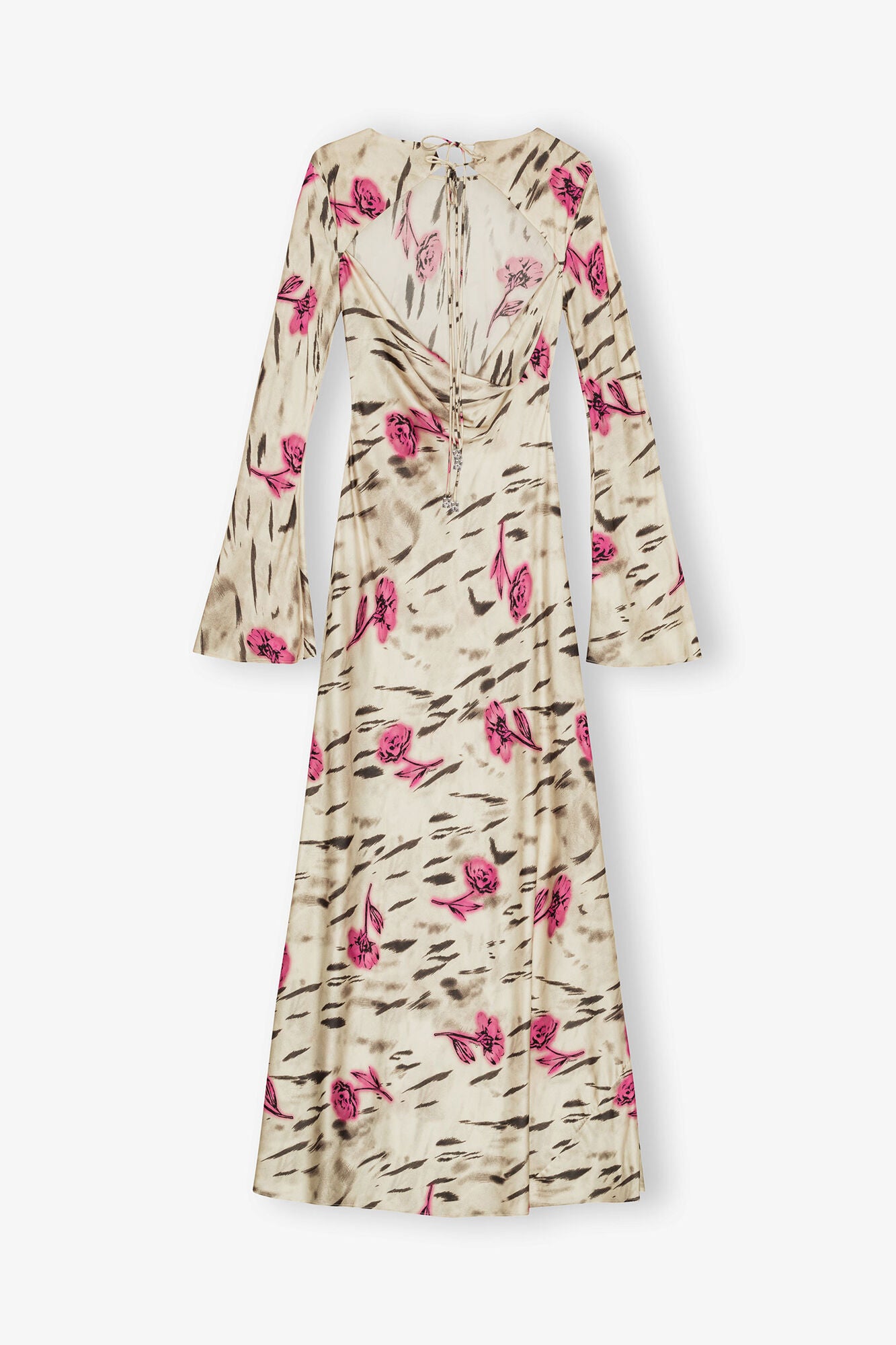 Floral Satin Maxi Dress - GANNI