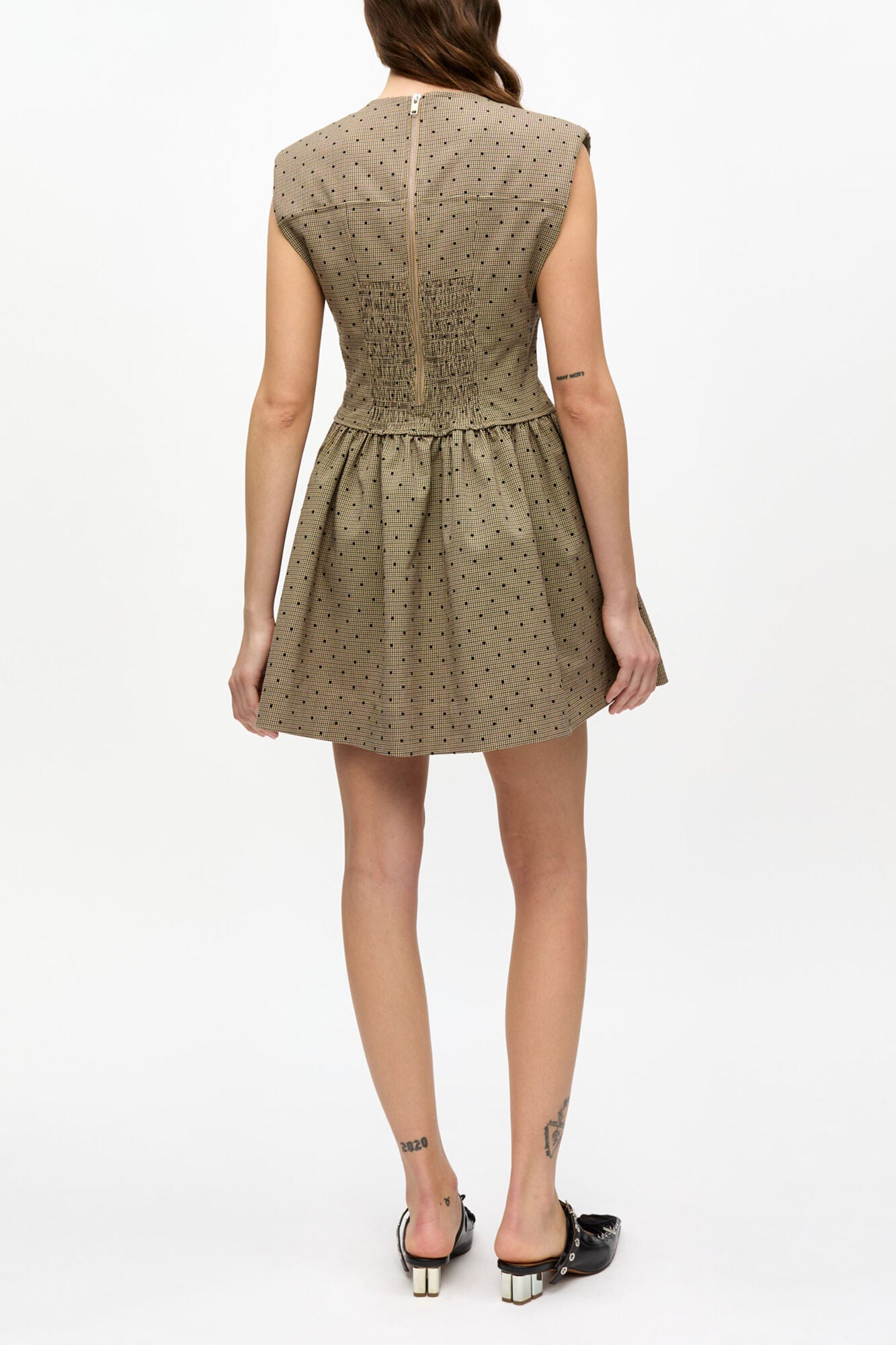 Brown Flock Suiting Corset Mini Dress - GANNI