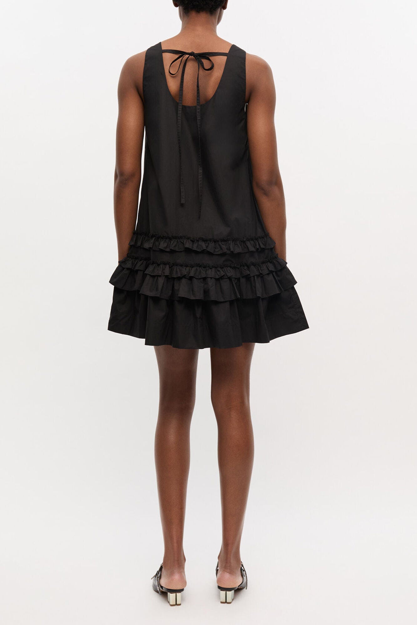 Black Cotton Poplin Mini Dress - GANNI