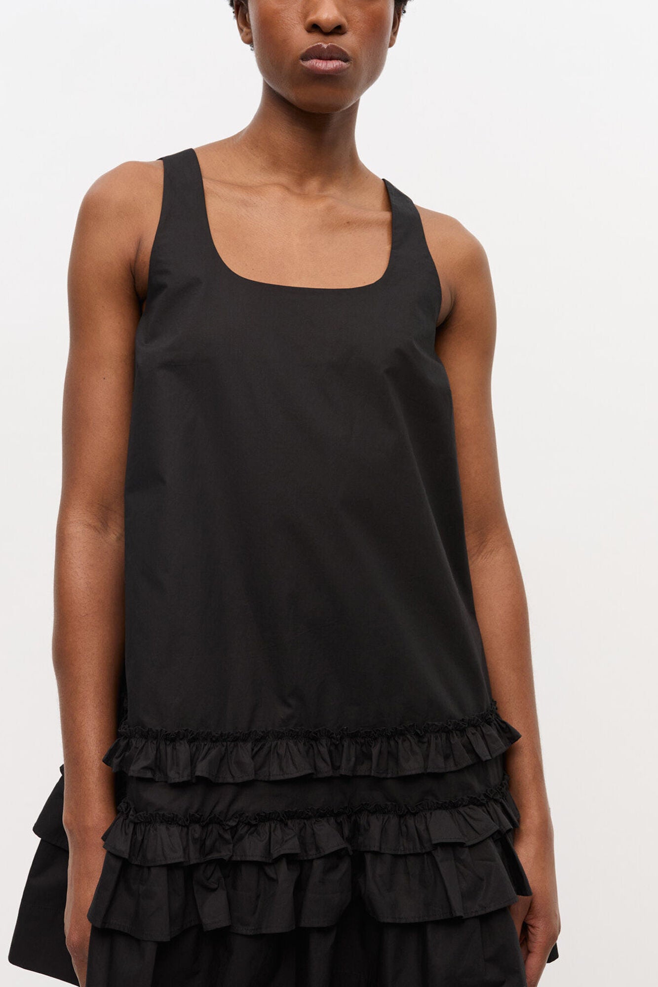 Black Cotton Poplin Mini Dress - GANNI