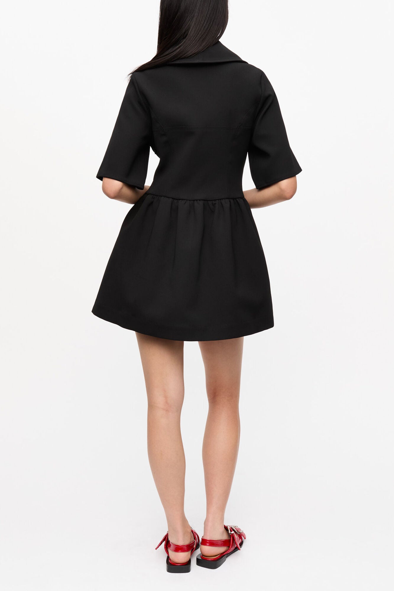 Black Bonded Crepe Mini Dress - GANNI