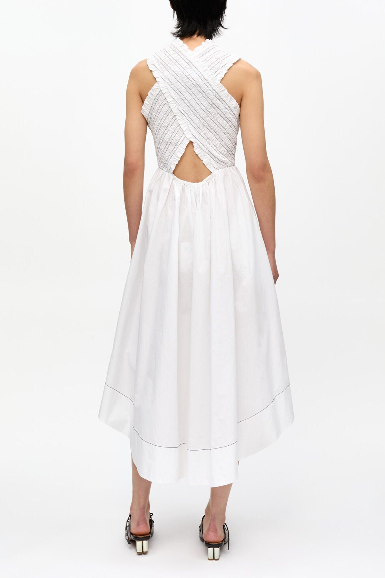 Washed Stretch Cotton Smock Midi Dress - GANNI