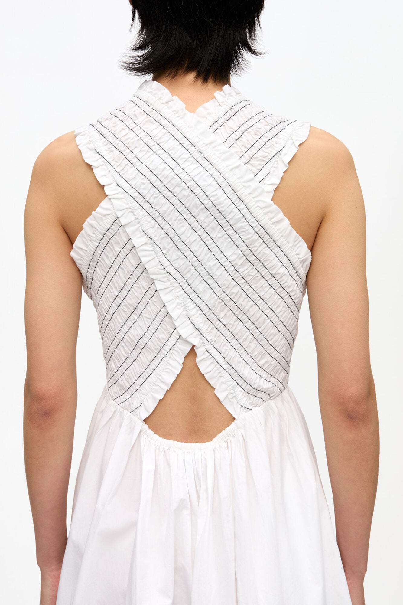 Washed Stretch Cotton Smock Midi Dress - GANNI