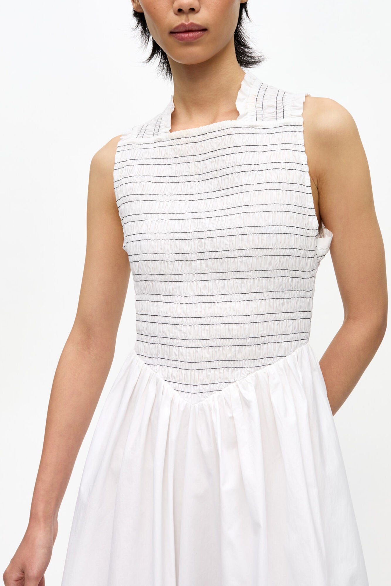 Washed Stretch Cotton Smock Midi Dress - GANNI