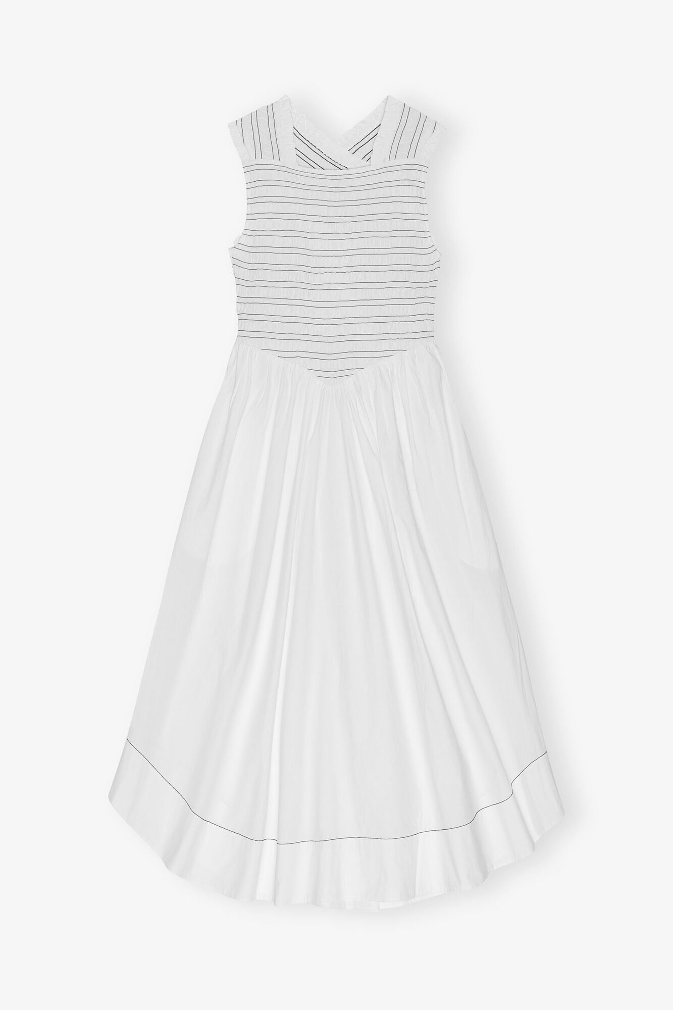 Washed Stretch Cotton Smock Midi Dress - GANNI