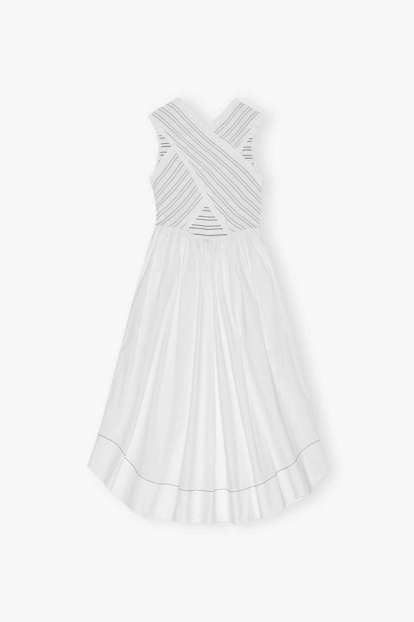 Washed Stretch Cotton Smock Midi Dress - GANNI