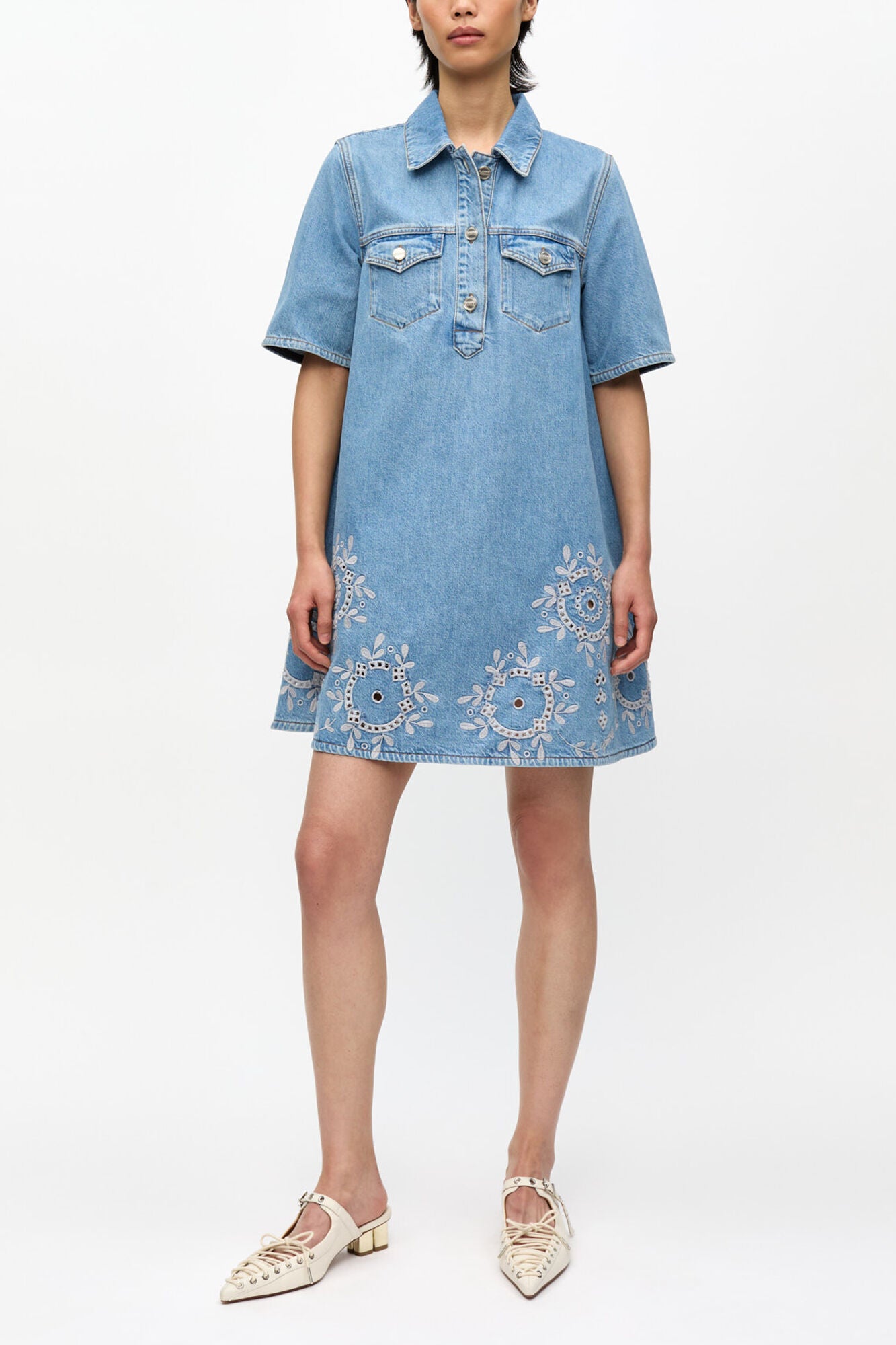 Broderie Anglaise Mini Dress - GANNI