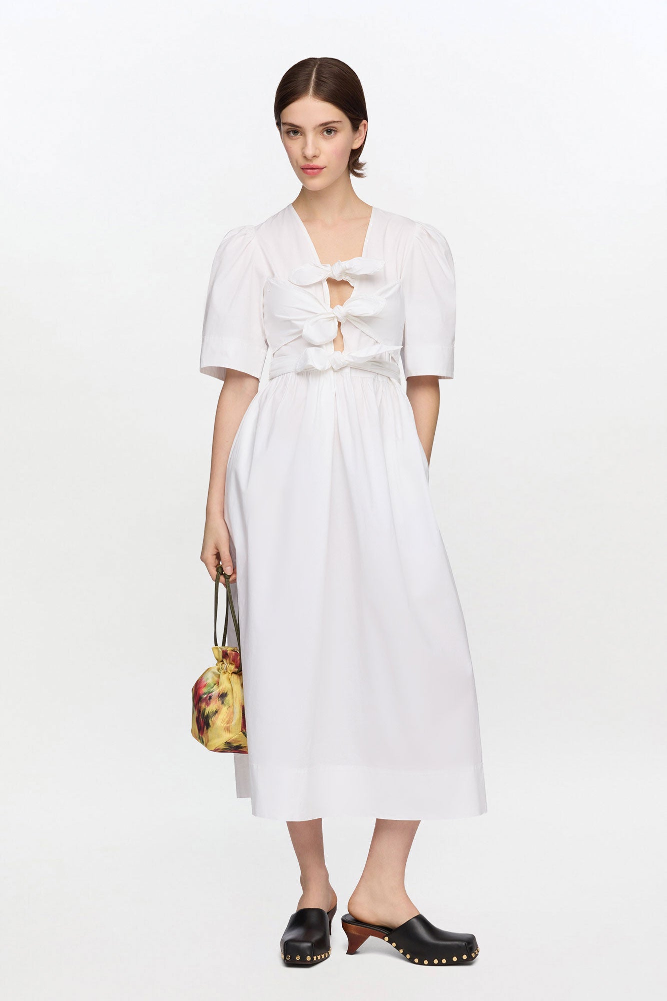 White Stretch Cotton Dress - GANNI
