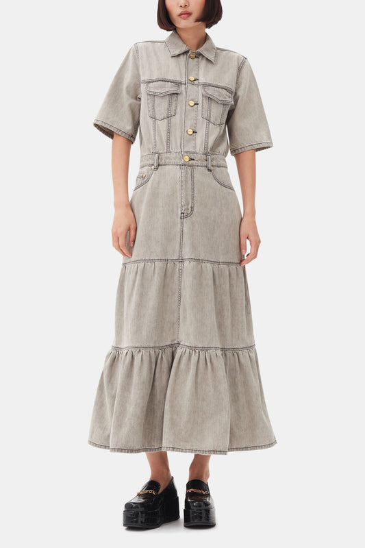 Grey Future Long Denim Dress - GANNI