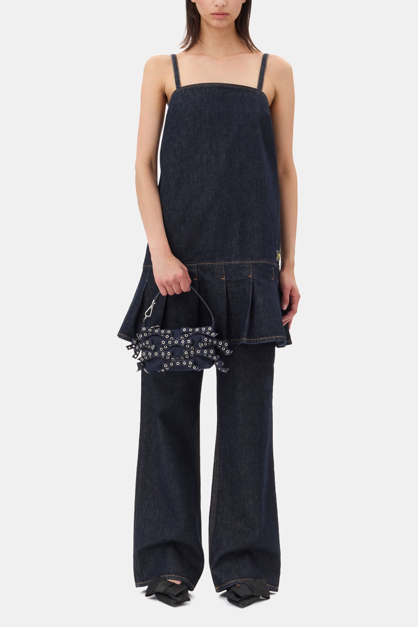Denim Strap Mini Dress - GANNI