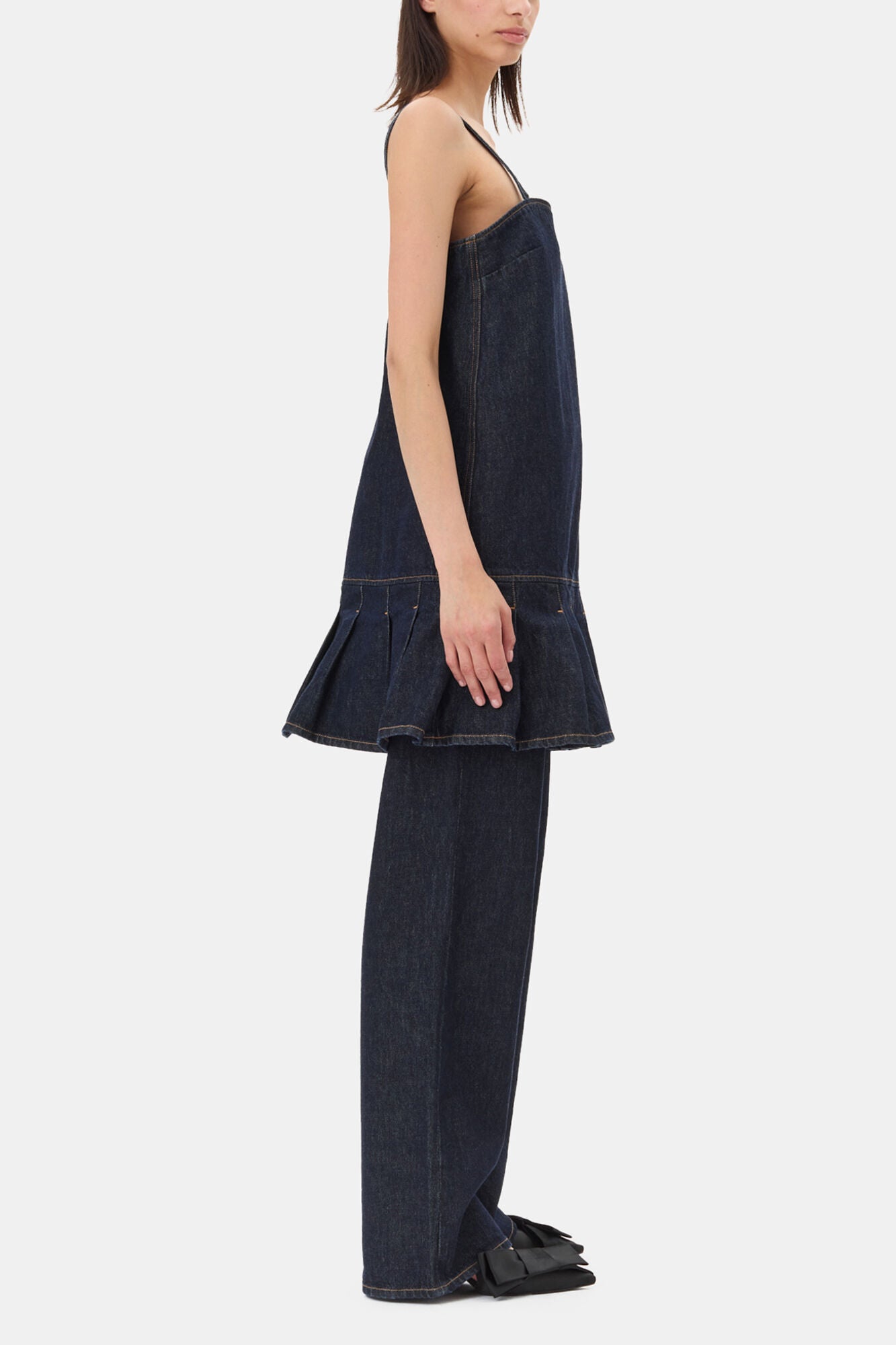 Denim Strap Mini Dress - GANNI