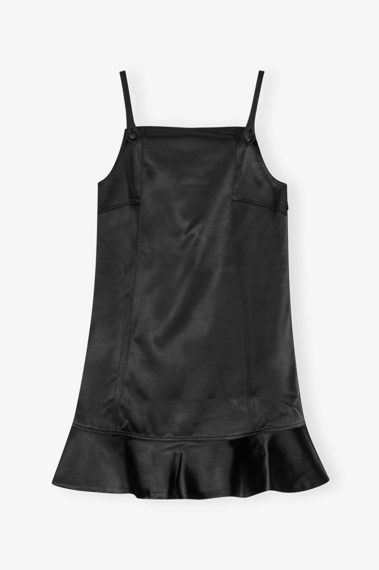 Black Duchesse Satin Mini Dress - GANNI