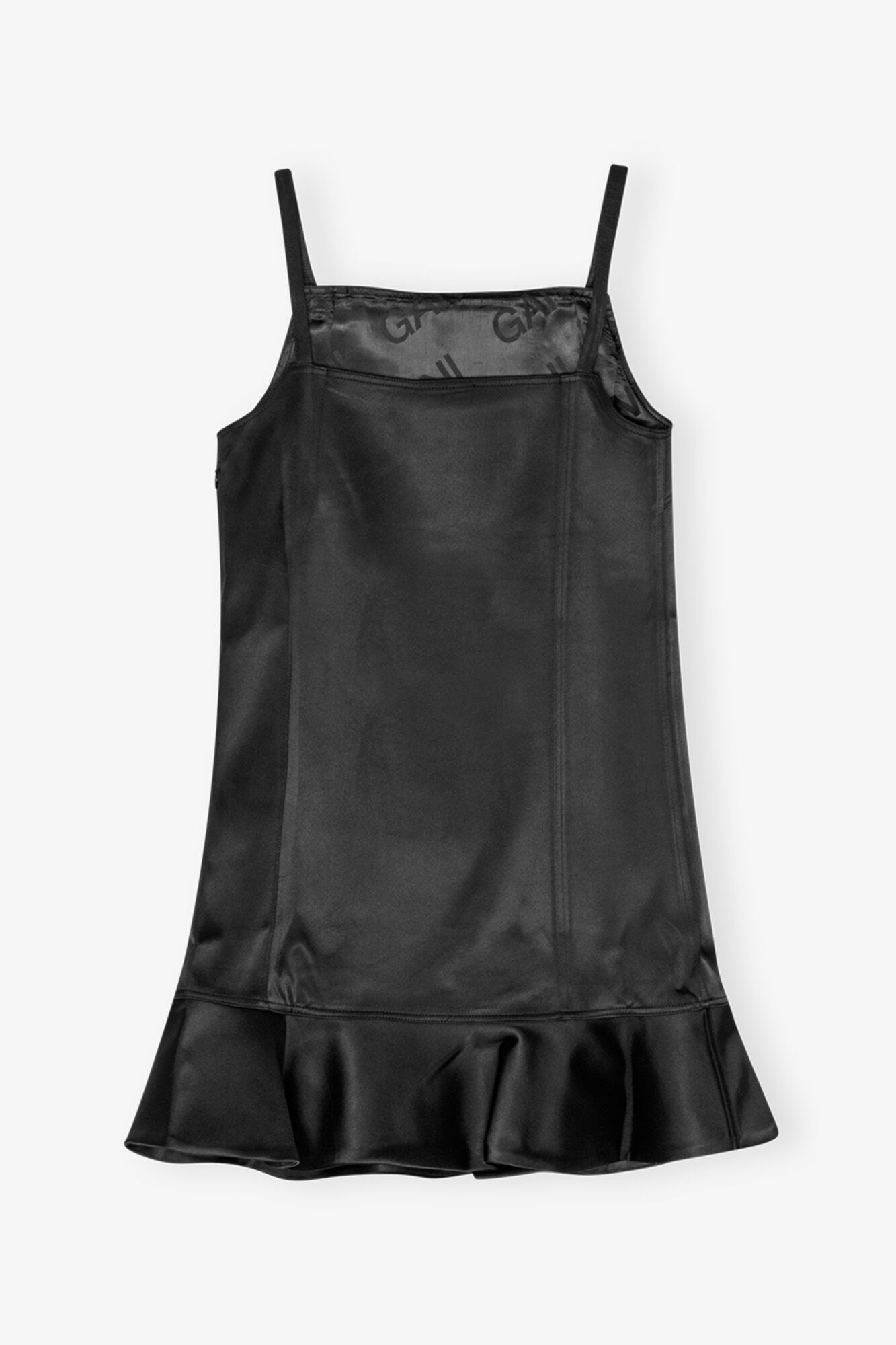 Black Duchesse Satin Mini Dress - GANNI