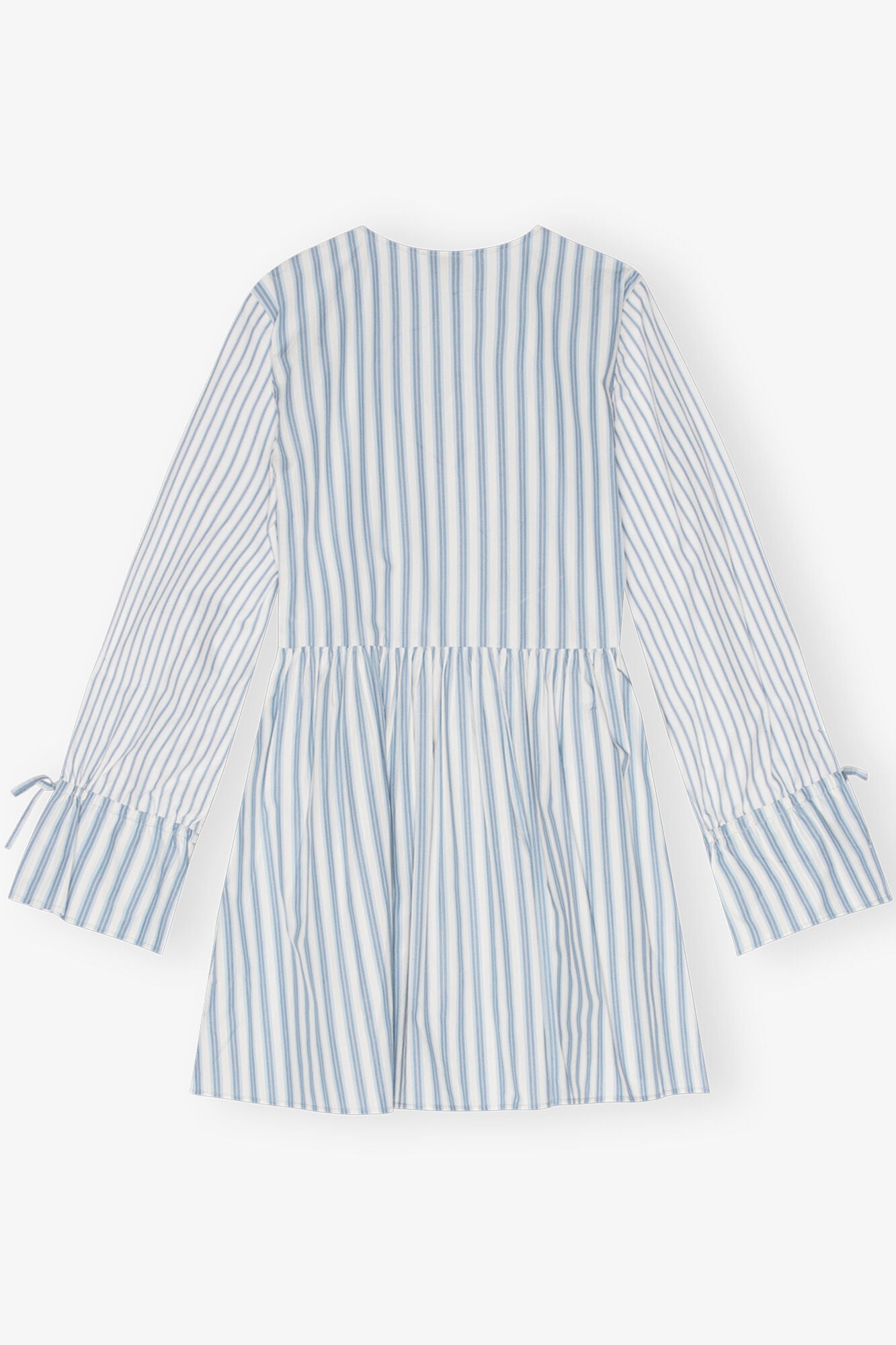 Blue Stripe Cotton Mini Wrap Dress - GANNI