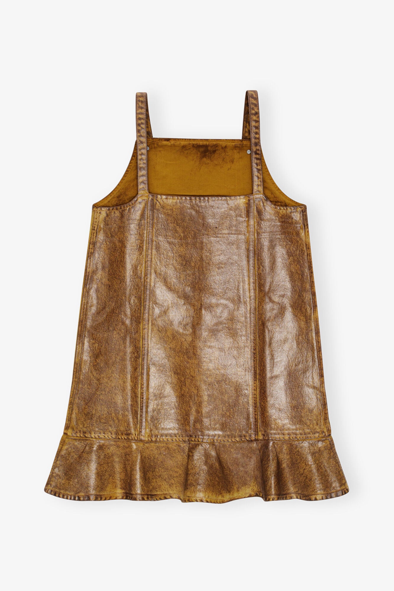 Brown Foil Denim Mini Dress - GANNI