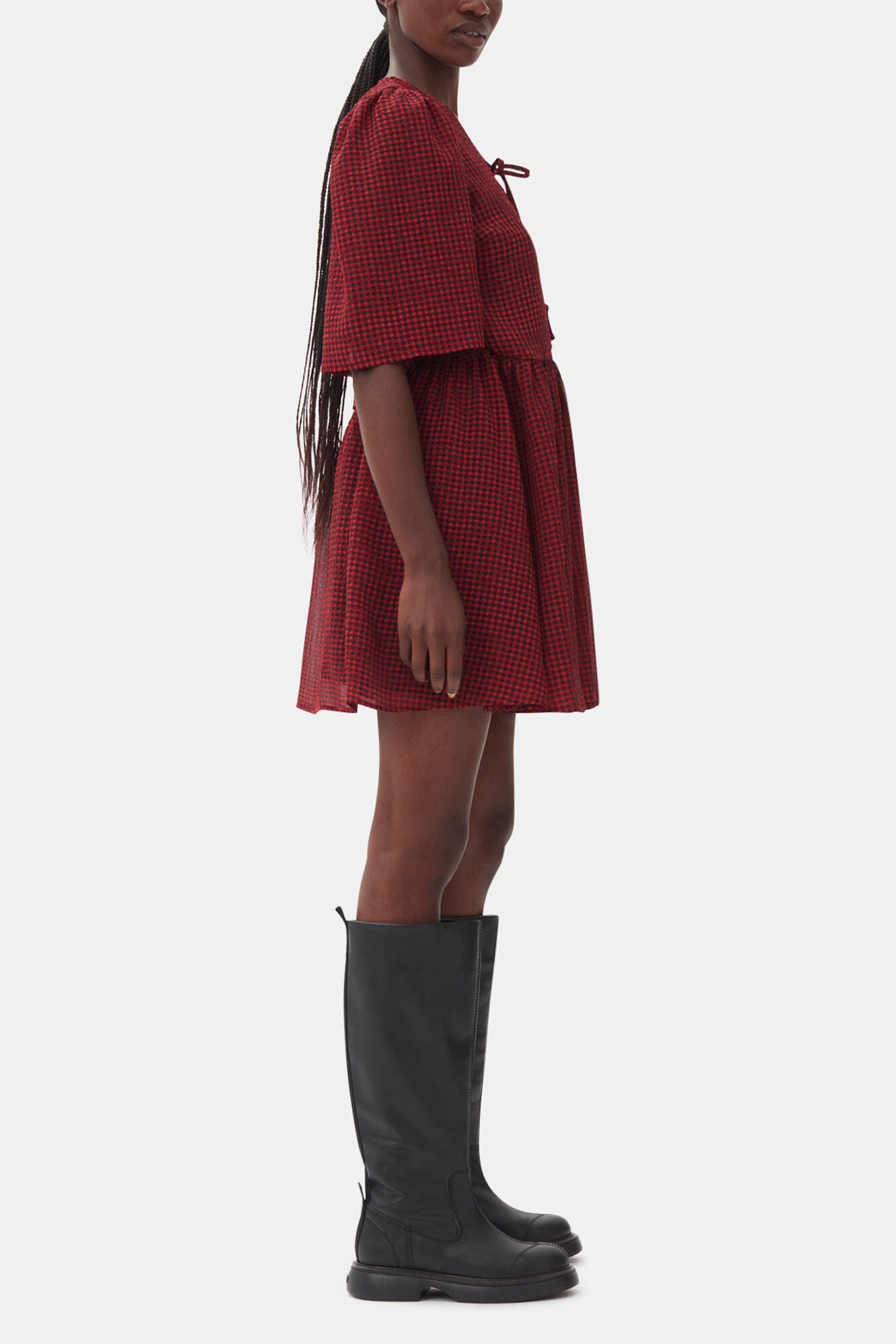 Red Sheer Tie String Wrap Dress - GANNI