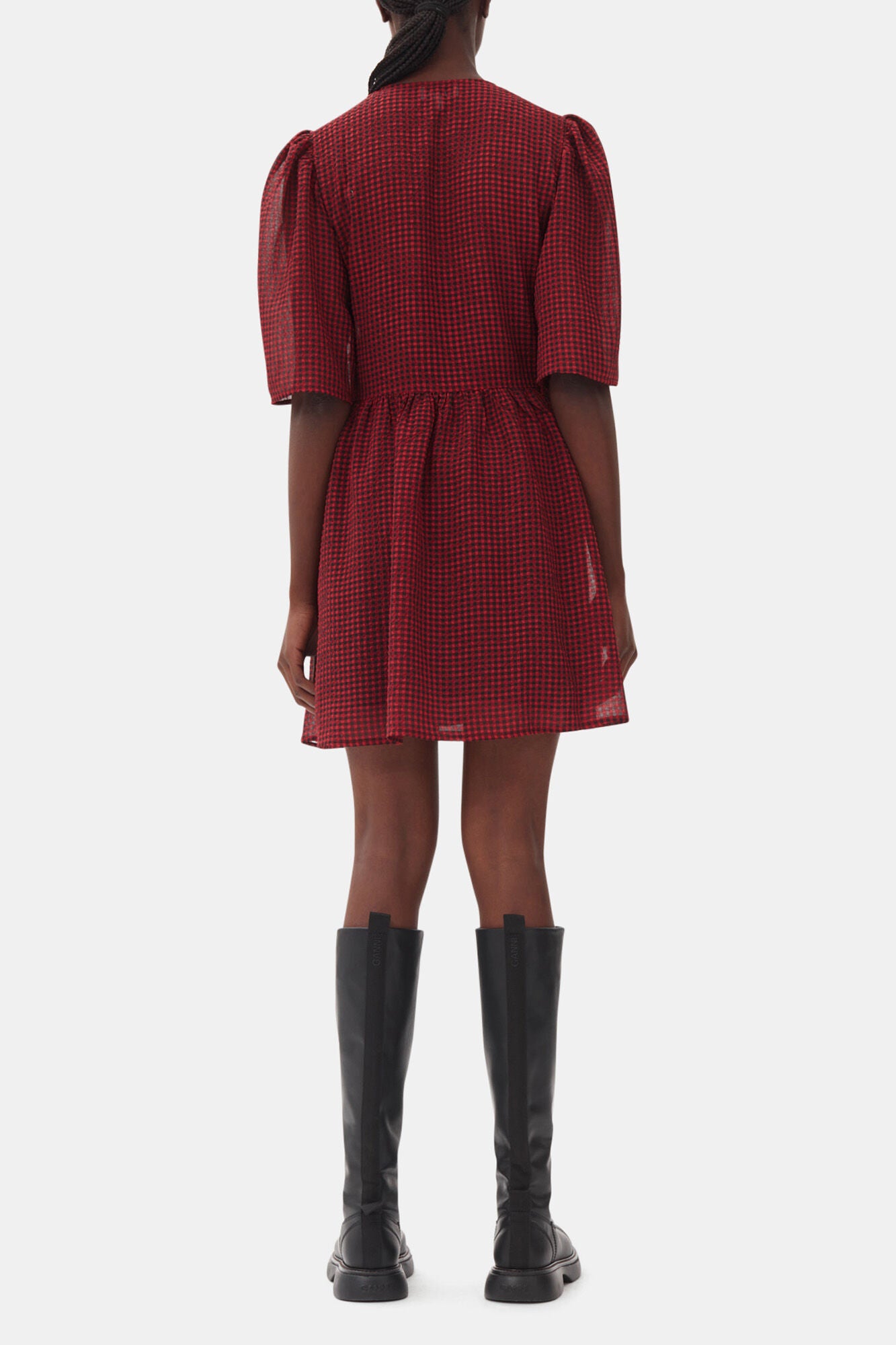 Red Sheer Tie String Wrap Dress - GANNI