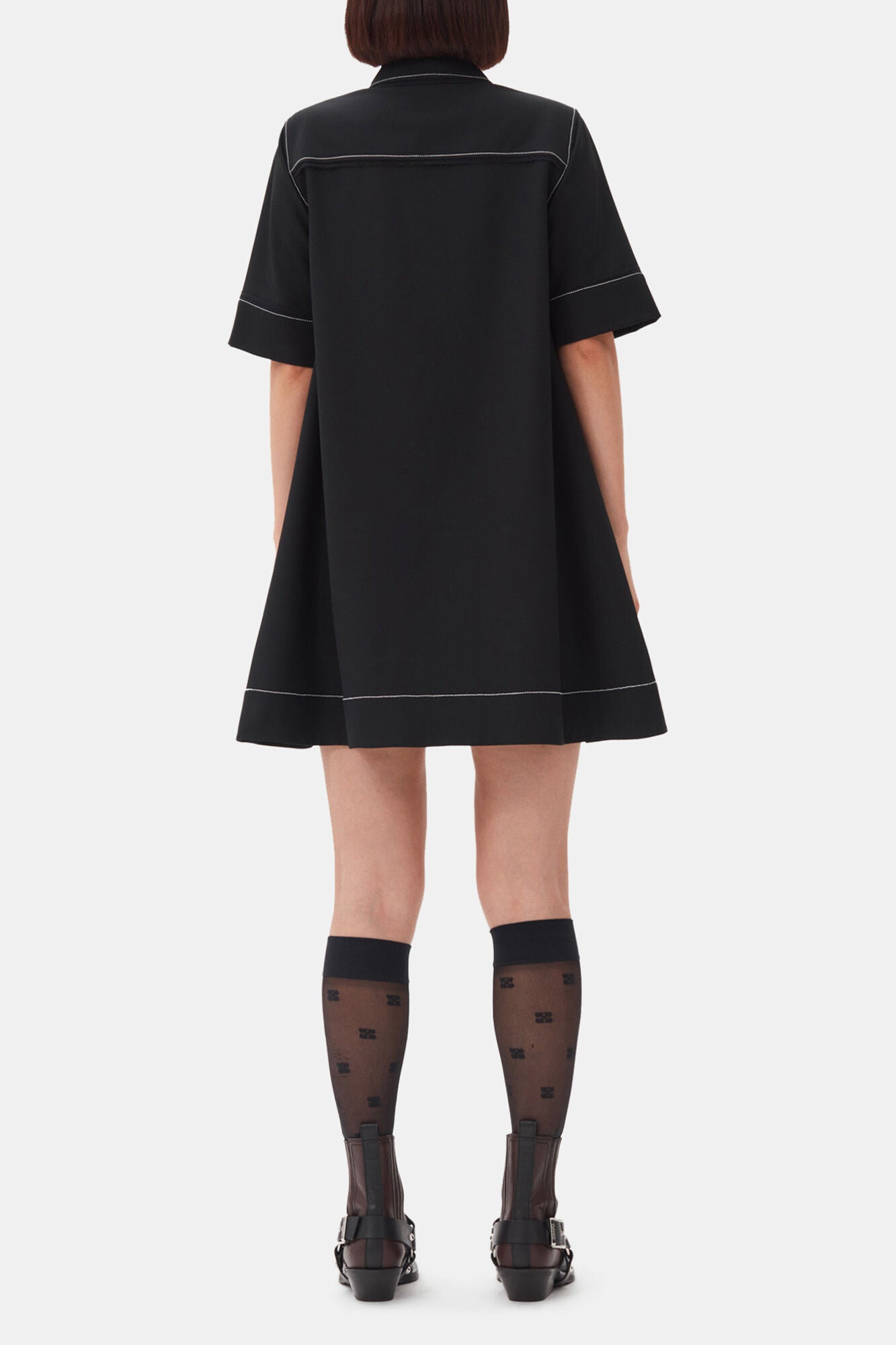 Black Crepe Mini Dress - GANNI