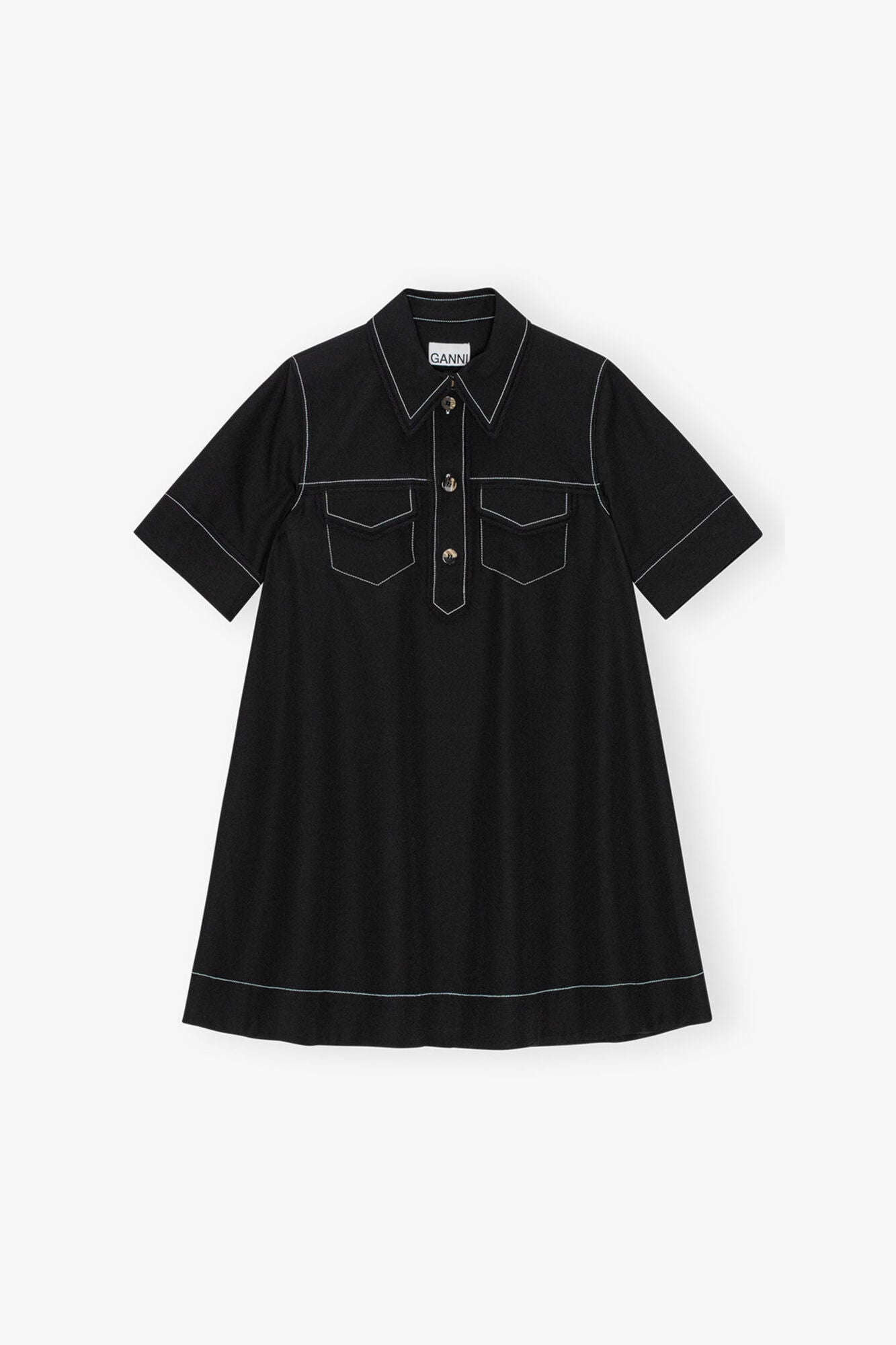 Black Crepe Mini Dress - GANNI