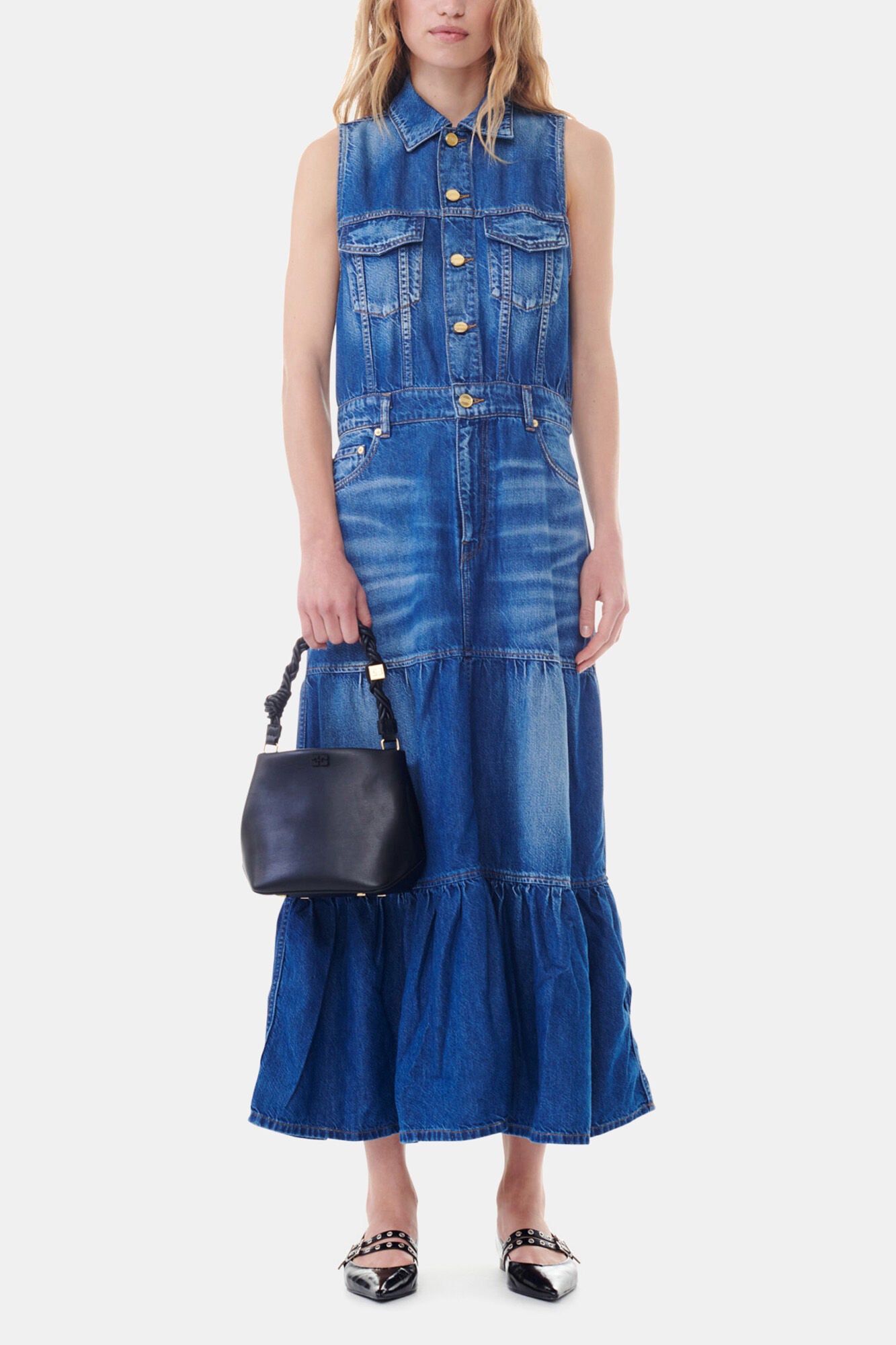 Blue Denim Long Dress - GANNI