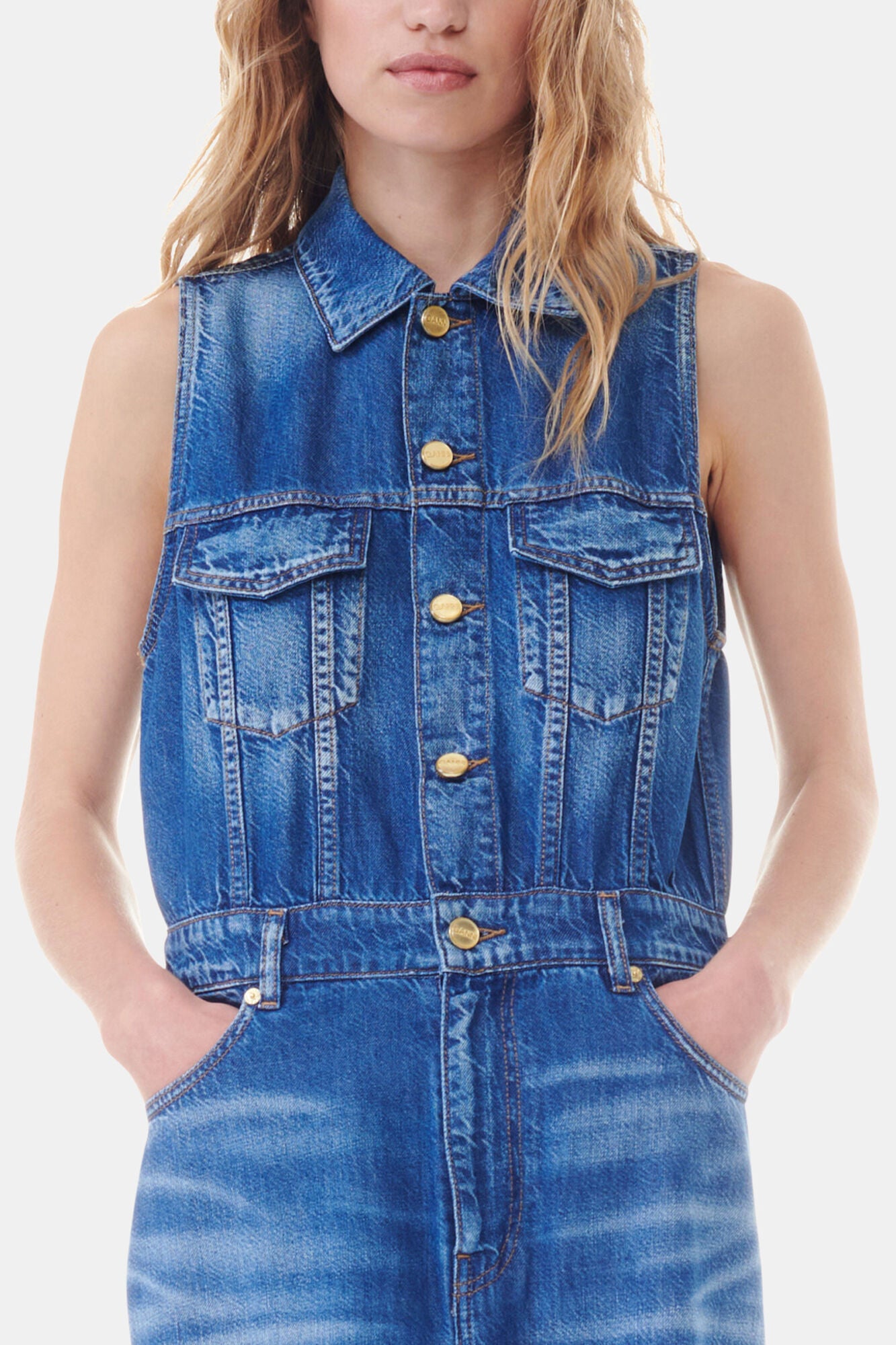 Blue Denim Long Dress - GANNI