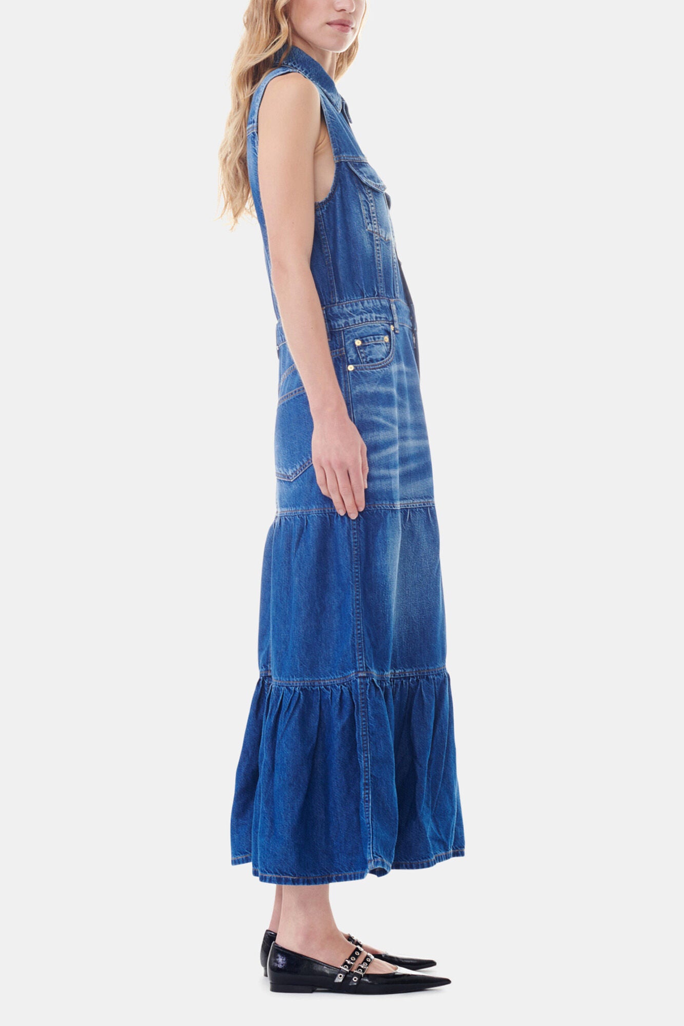 Blue Denim Long Dress - GANNI