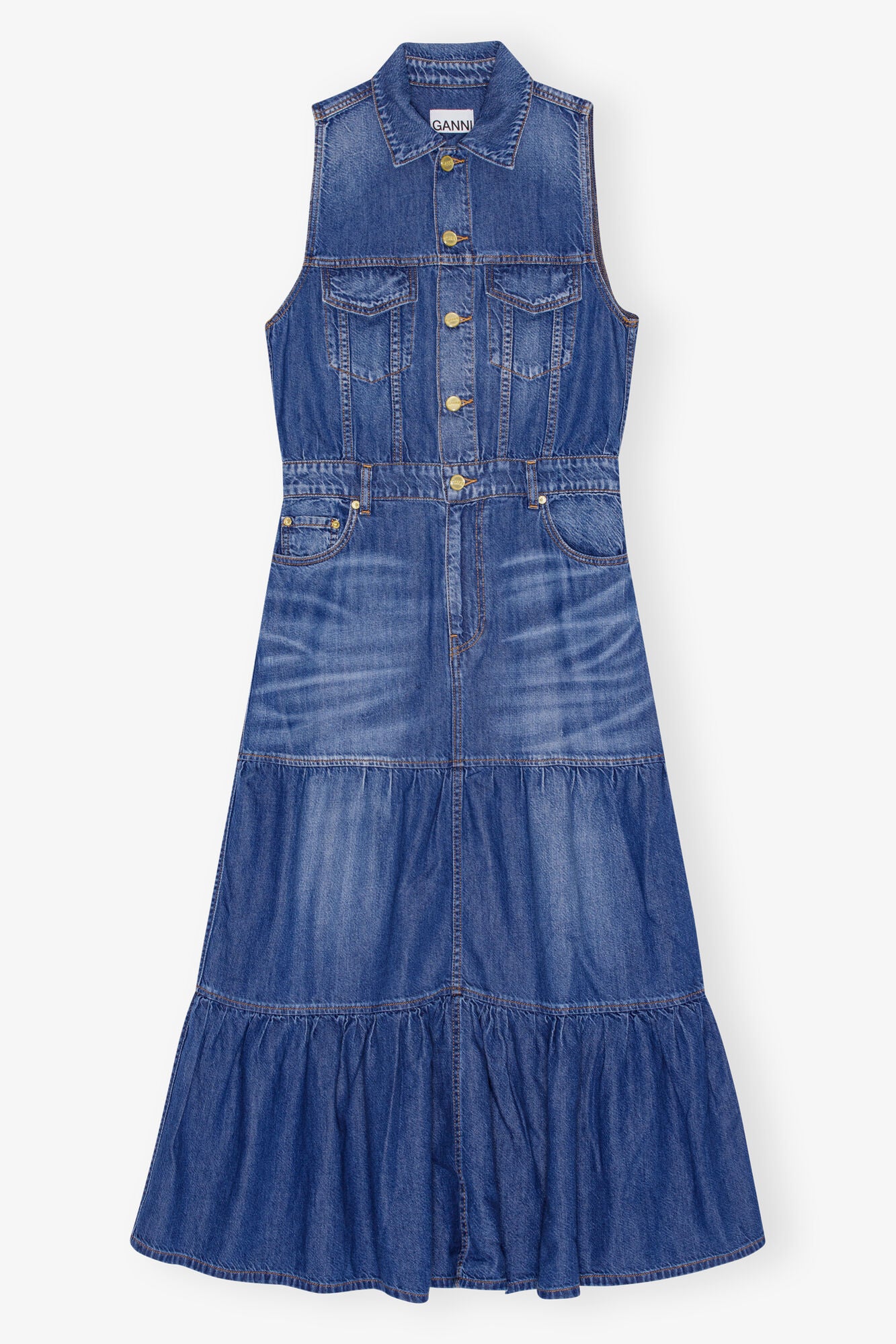 Blue Denim Long Dress - GANNI