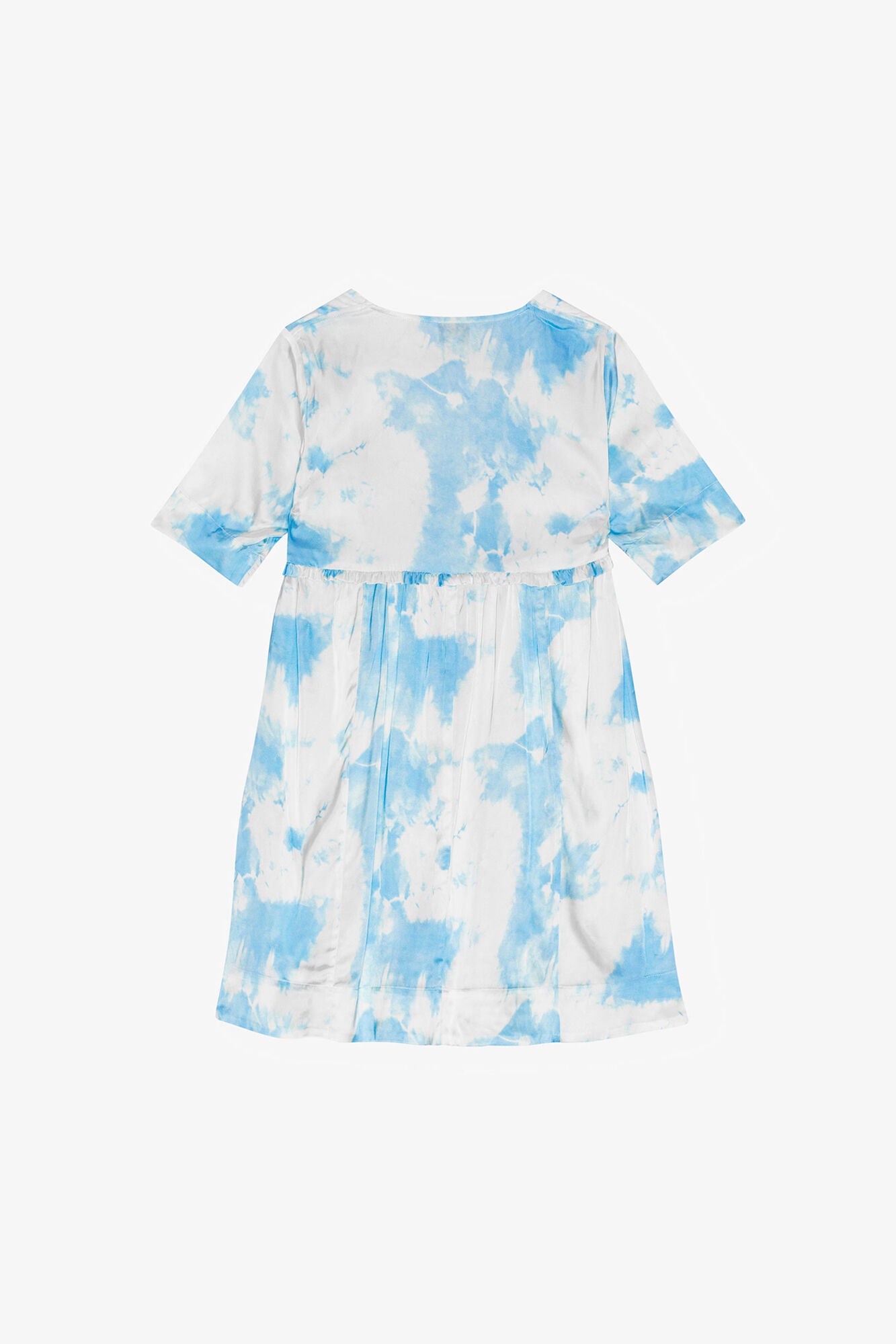 Printed Satin Short Sleeve Mini Dress - GANNI